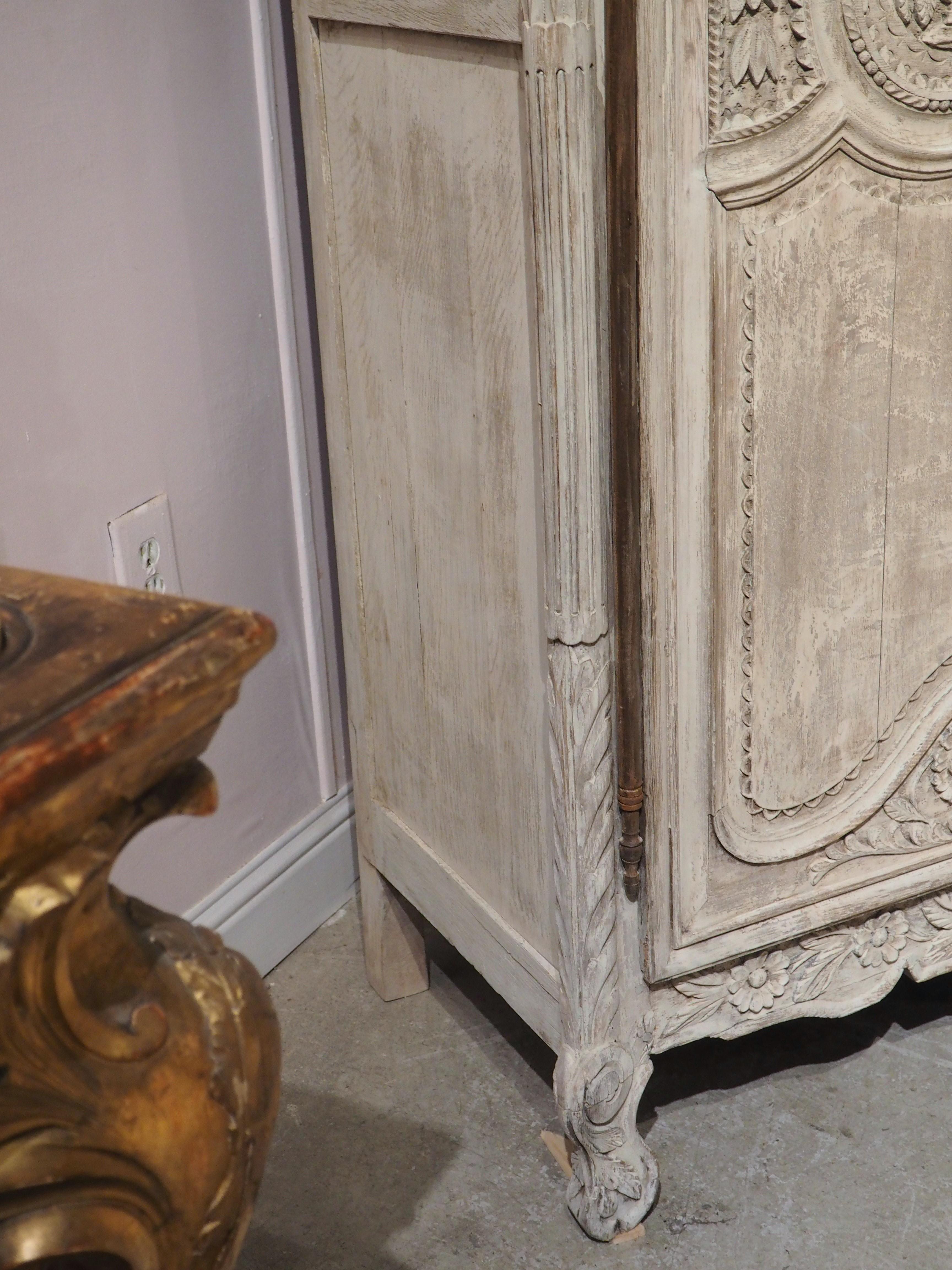 19th Century Whitewashed Oak Armoire from Normandy, France 2