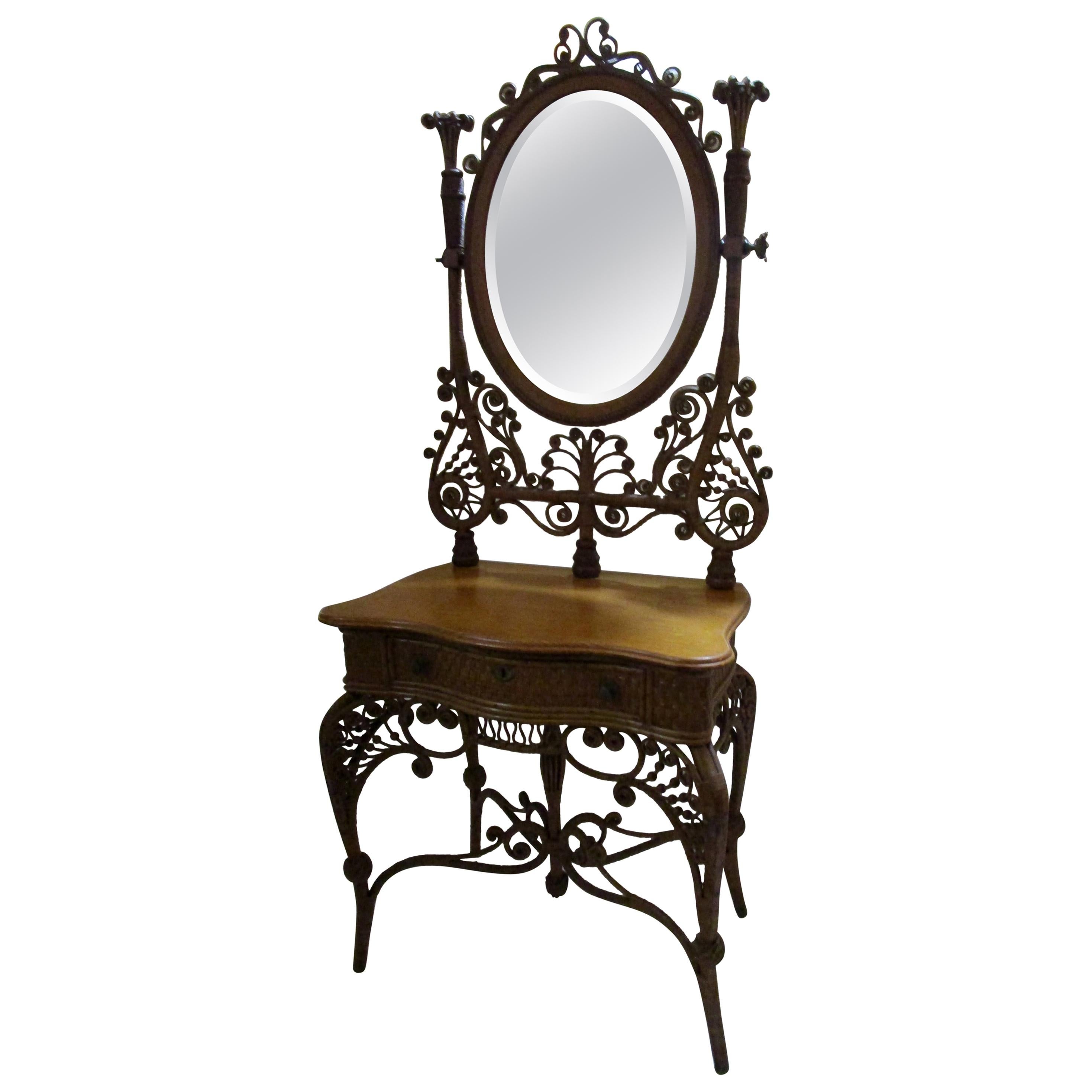 19th Century Wicker Dressing Stand Vanity Heywood Brothers 
Wakefield Co.