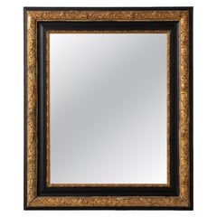 19th Century Napoleon III Wicker Mirror, Dark Wood Frame, France