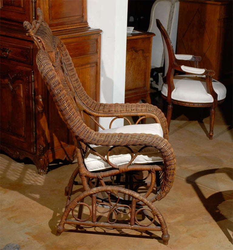 19th Century Wicker Rocking Chair from England For Sale at 1stDibs