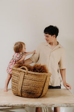 19th century wicker woven basket ..