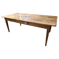 Used 19th Century Wide Cherry Dining Table with One Drawer