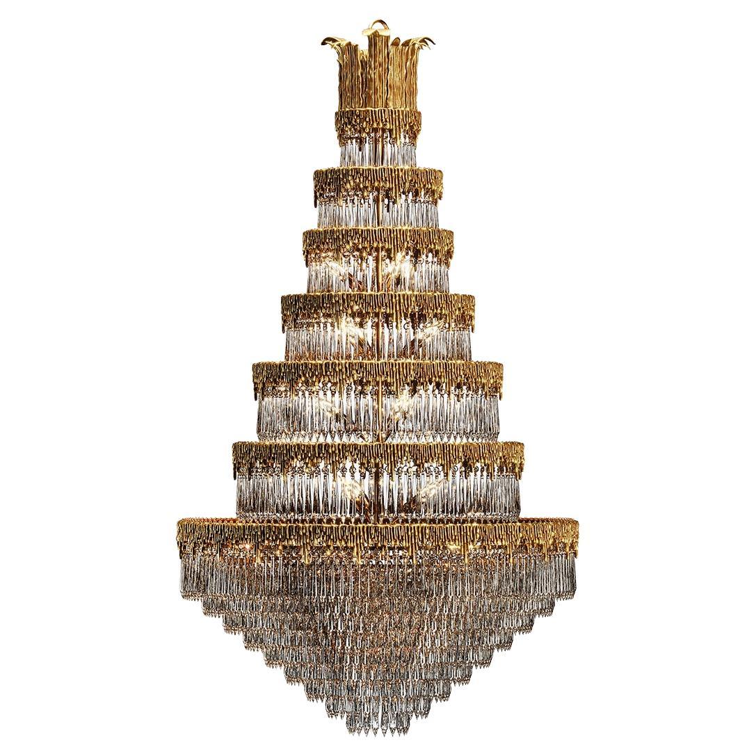 19th Century Wien Chandelier with 24 Lights in Antique Bronze and Crystal For Sale