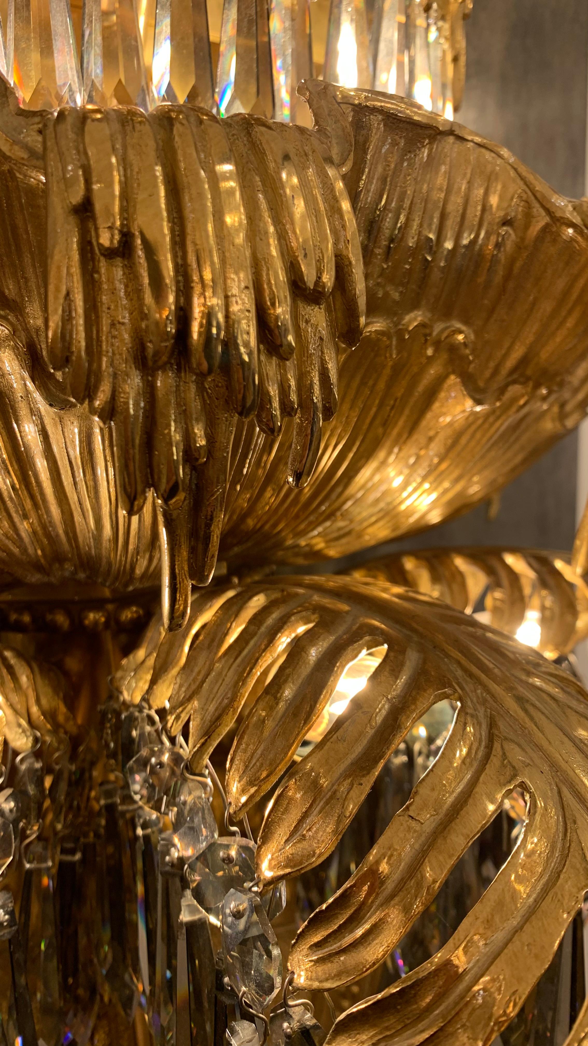 Lámpara de Pared Wien del Siglo XIX con 7 Luces en Bronce Antiguo y Cristal en venta 5