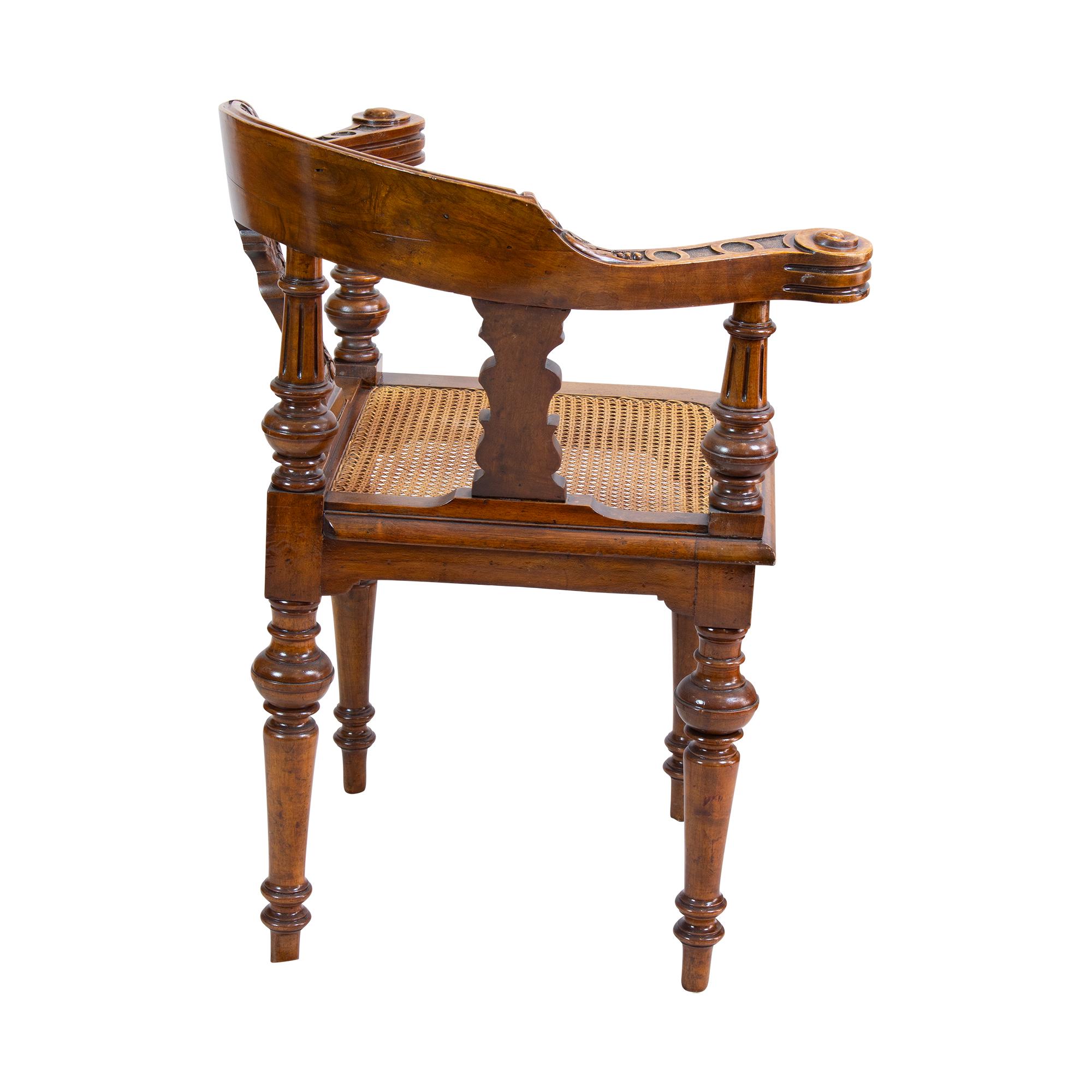 German 19th Century Wilhelminian Walnut Corner Chair For Sale
