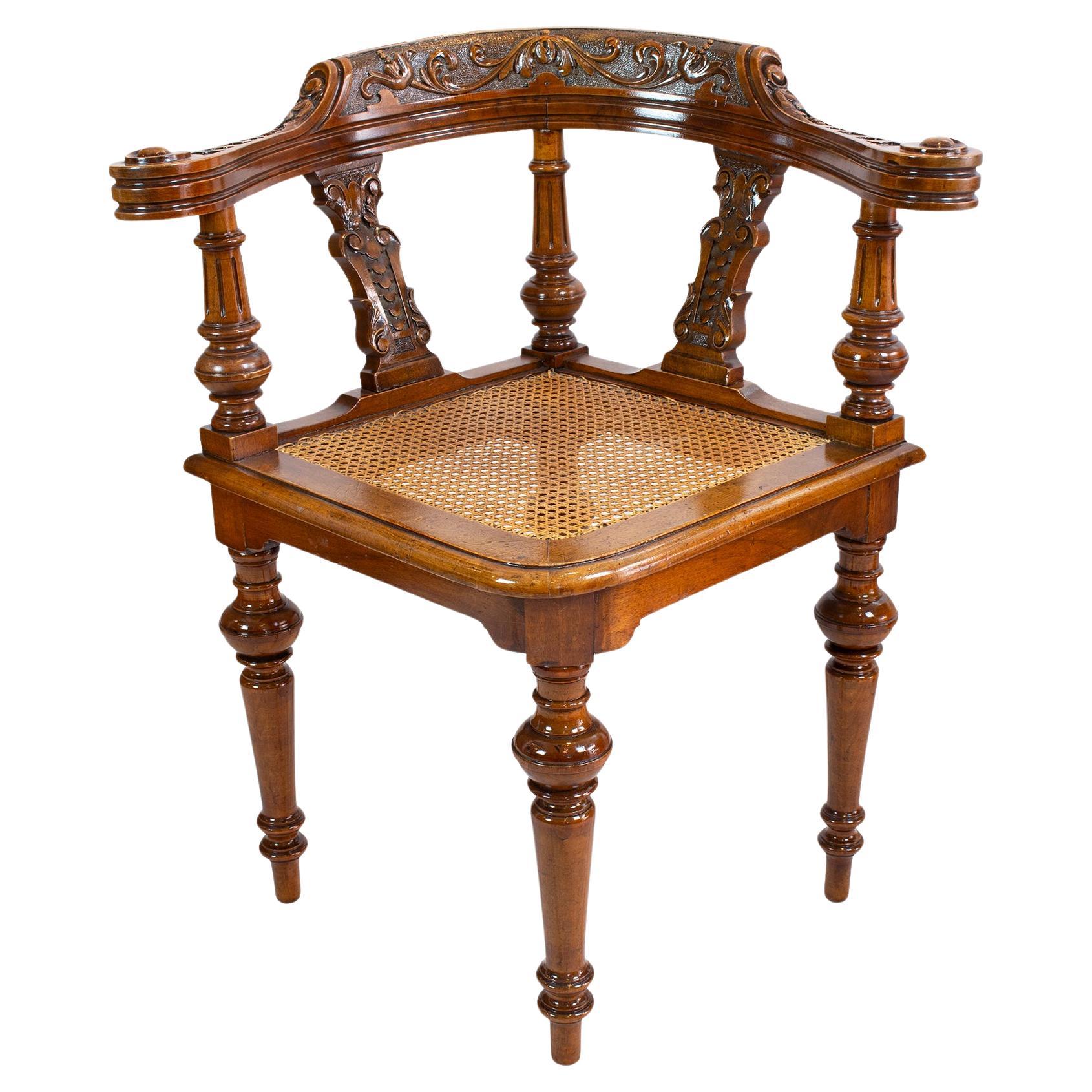 19th Century Wilhelminian Walnut Corner Chair For Sale