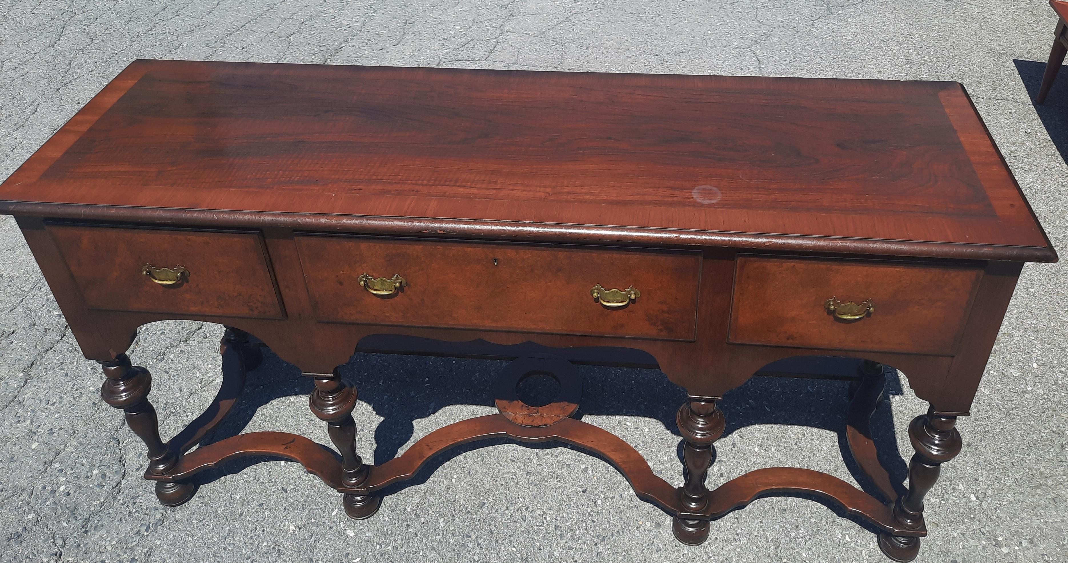 19th Century William and Mary Burl Walnut Banded Sideboard Credenza Buffet 4