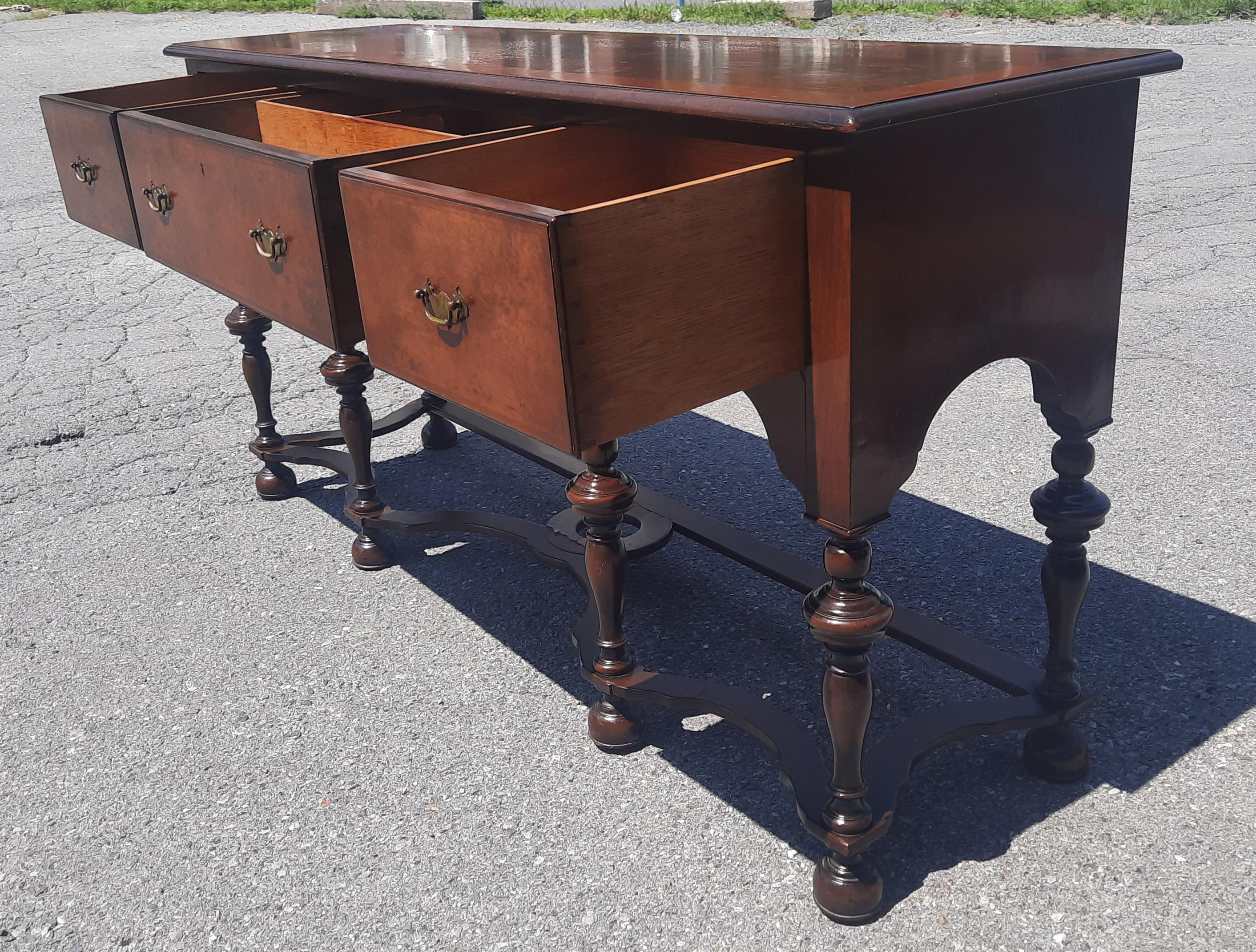 19th Century William and Mary Burl Walnut Banded Sideboard Credenza Buffet 6