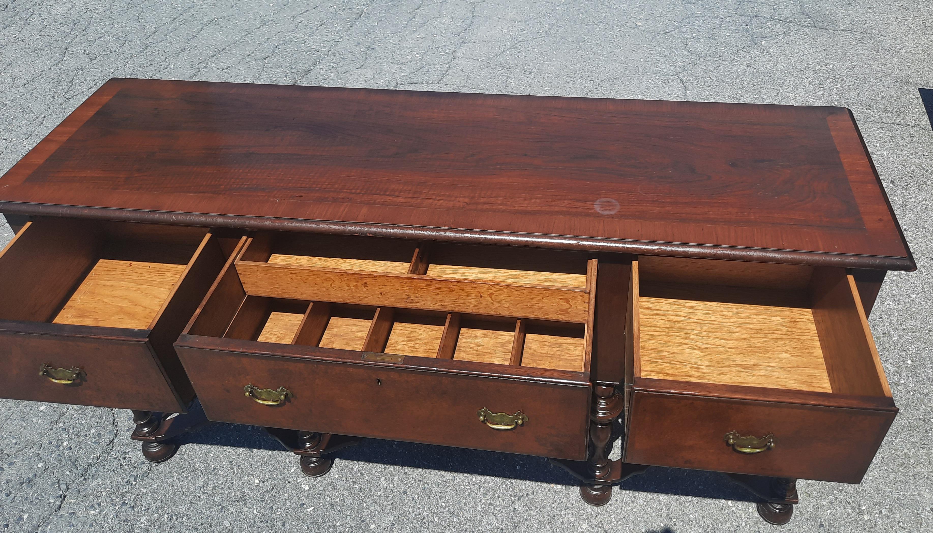 19th Century William and Mary Burl Walnut Banded Sideboard Credenza Buffet 7