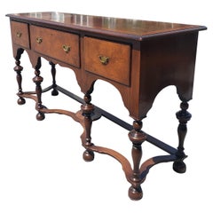 19th Century William and Mary Burl Walnut Banded Sideboard Credenza Buffet