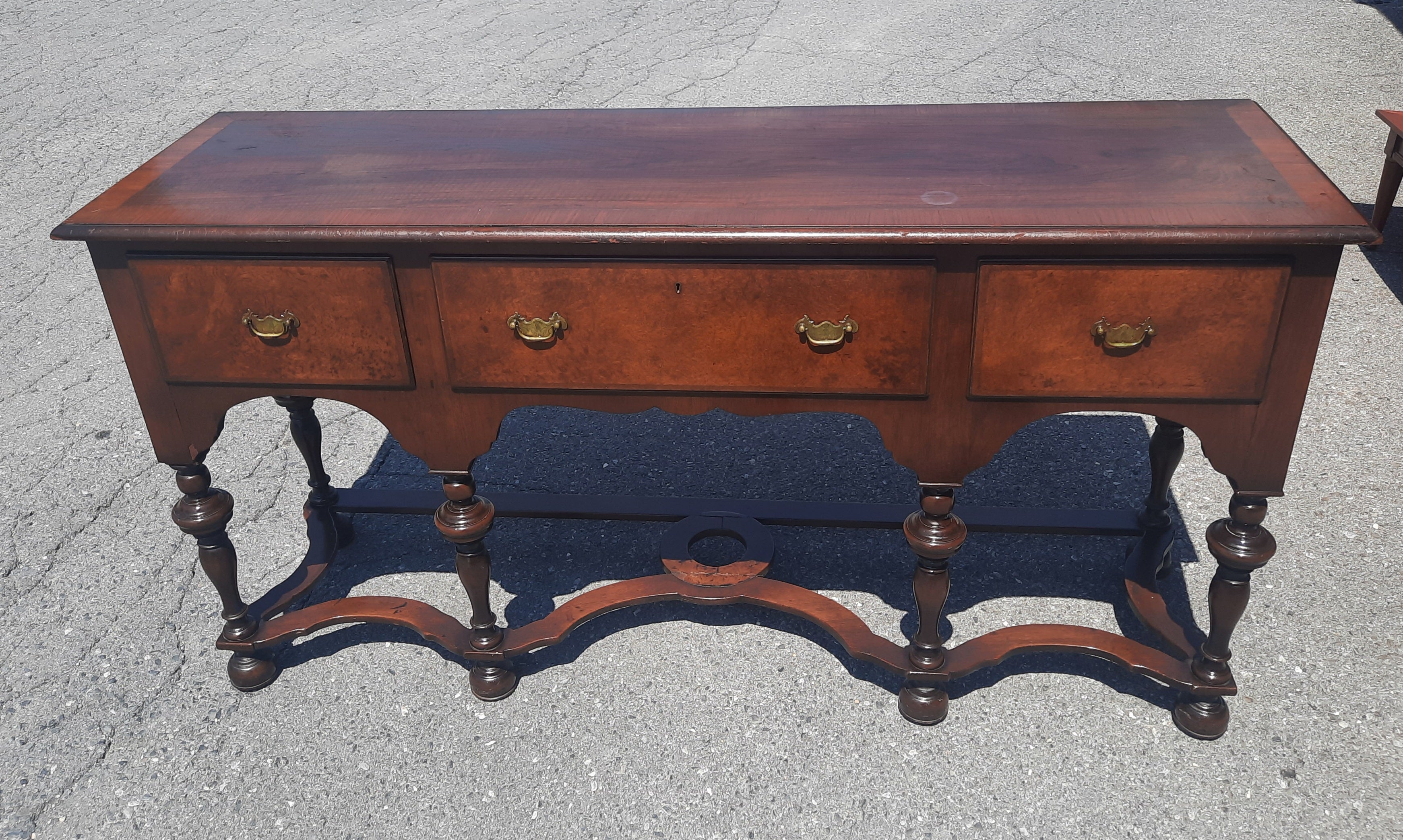 Late 19th Century 19th Century William and Mary Burl Walnut Banded Sideboard Credenza Buffet