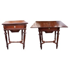 Antique 19th Century William and Mary Mahogany  Two-Drawer Sewing Table or Side Table