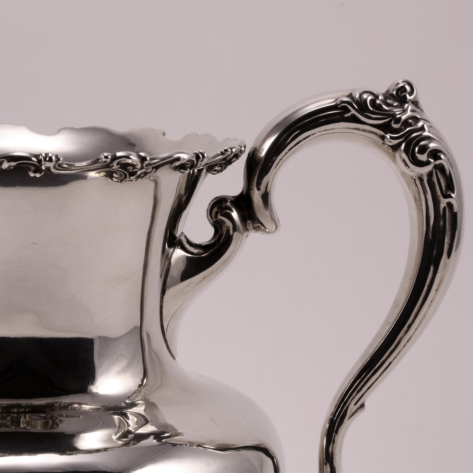 19th Century William Gale Sterling Silver Floral Jug, 1890 For Sale 7