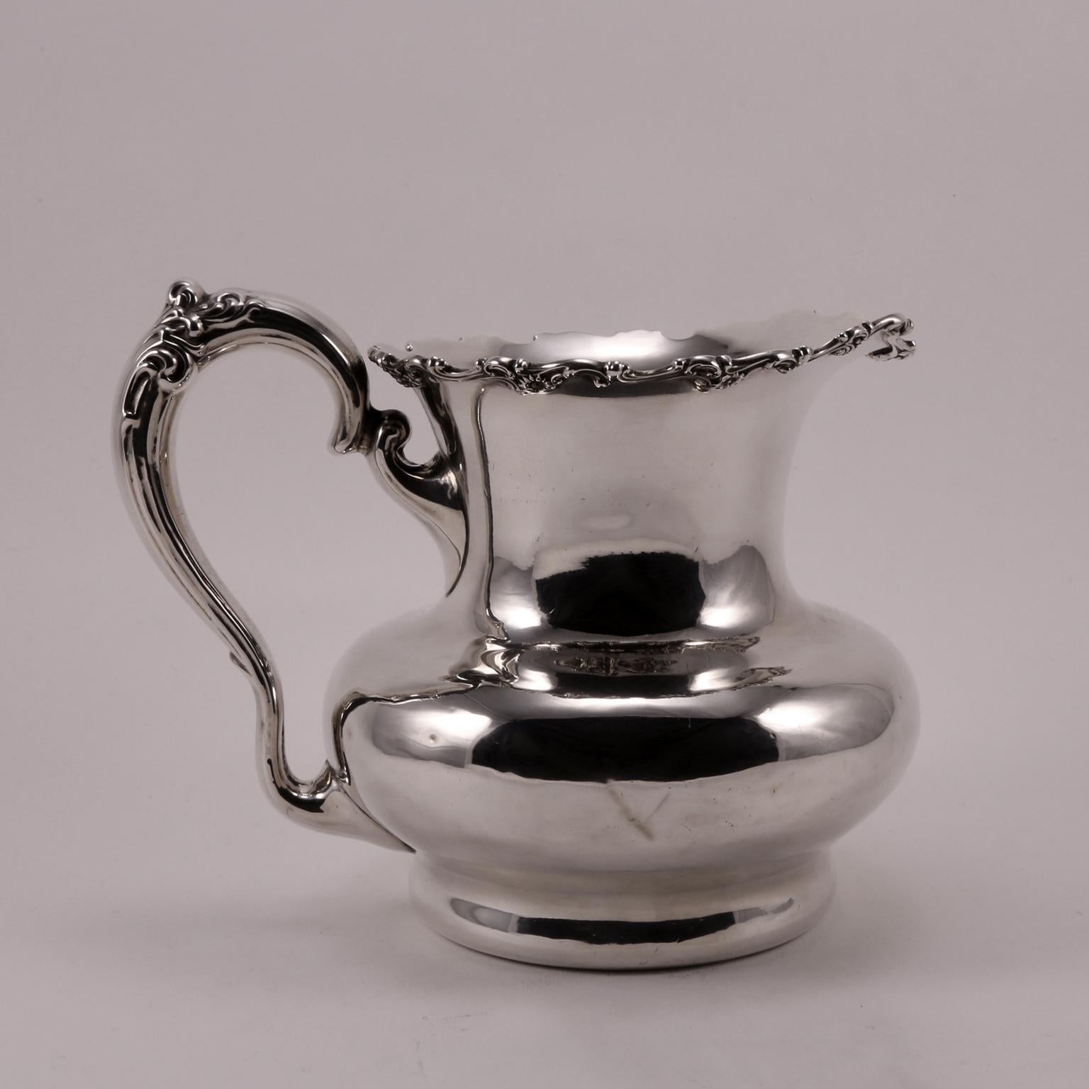 American 19th Century William Gale Sterling Silver Floral Jug, 1890 For Sale