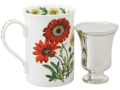 Gobelet et chouette de communion en argent sterling du 19ème siècle Tazza