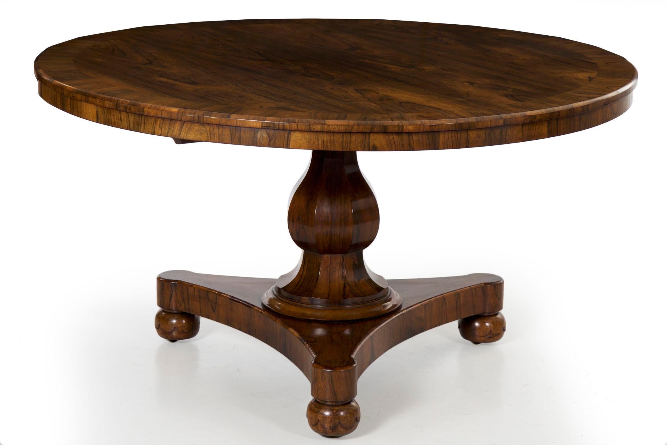 Rosewood 19th Century William IV English Antique Circular Round Dining Table
