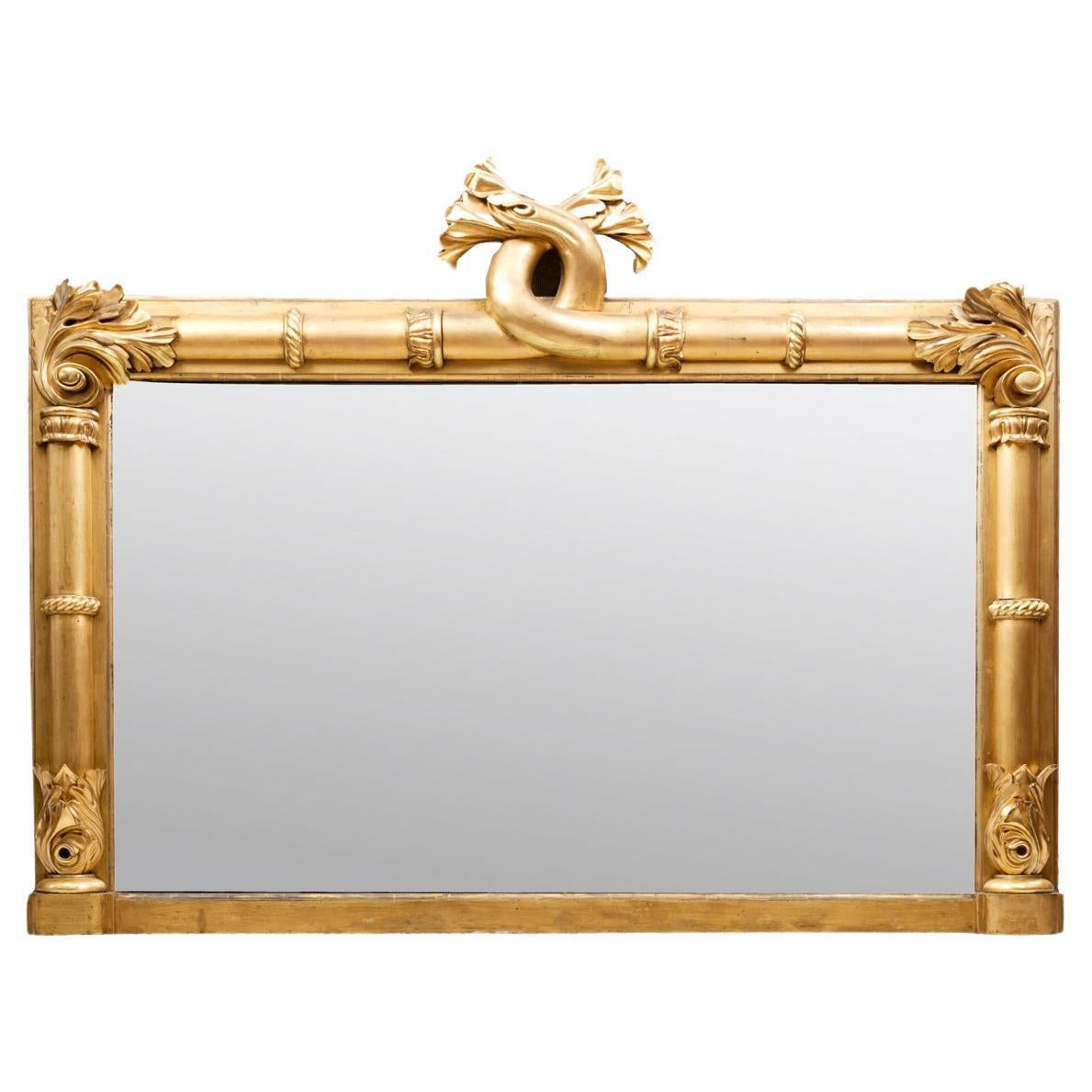 Grand miroir rectangulaire anglais William IV du 19ème siècle