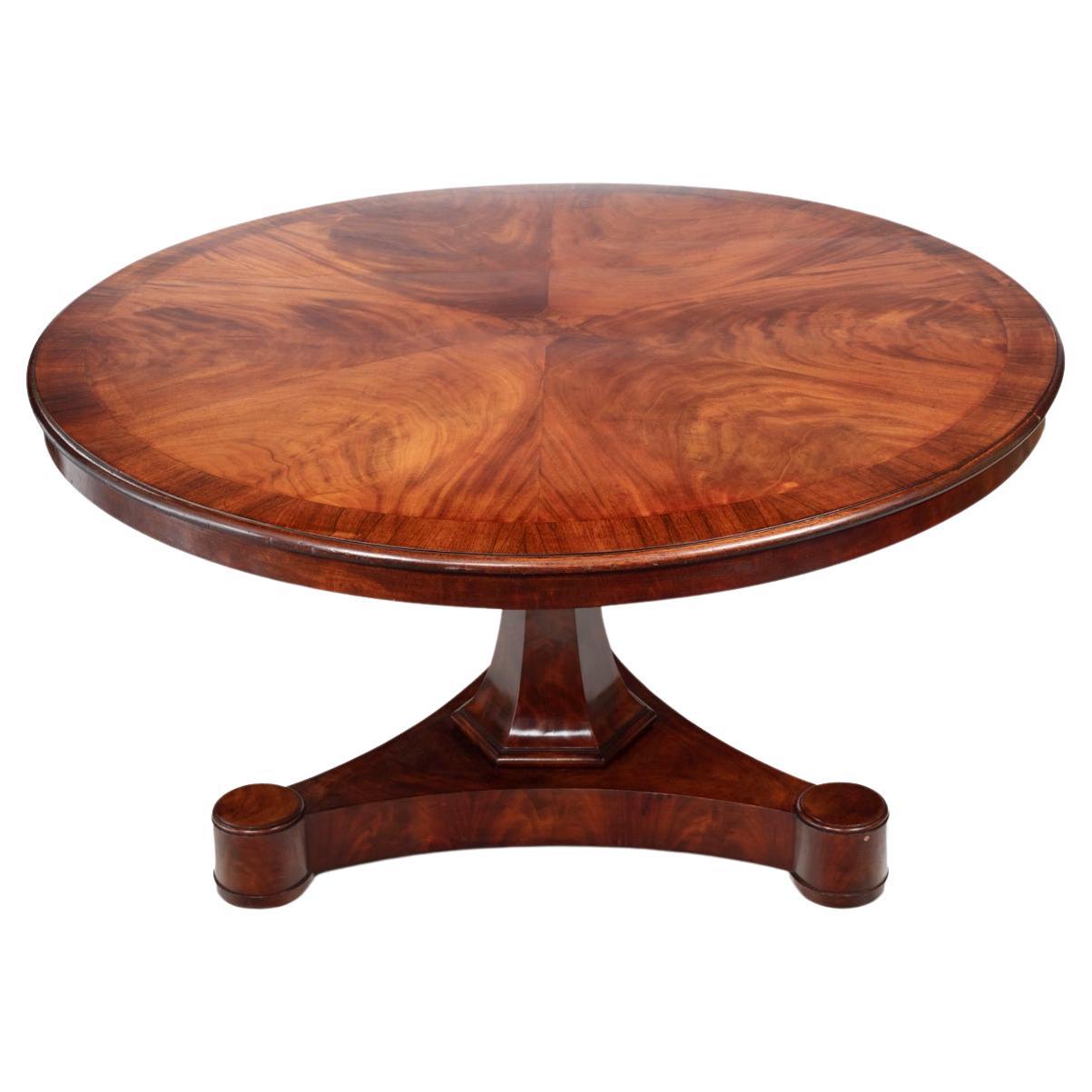 19th Century William IV Feathered Mahogany Pod Table Stamped Gillington For Sale