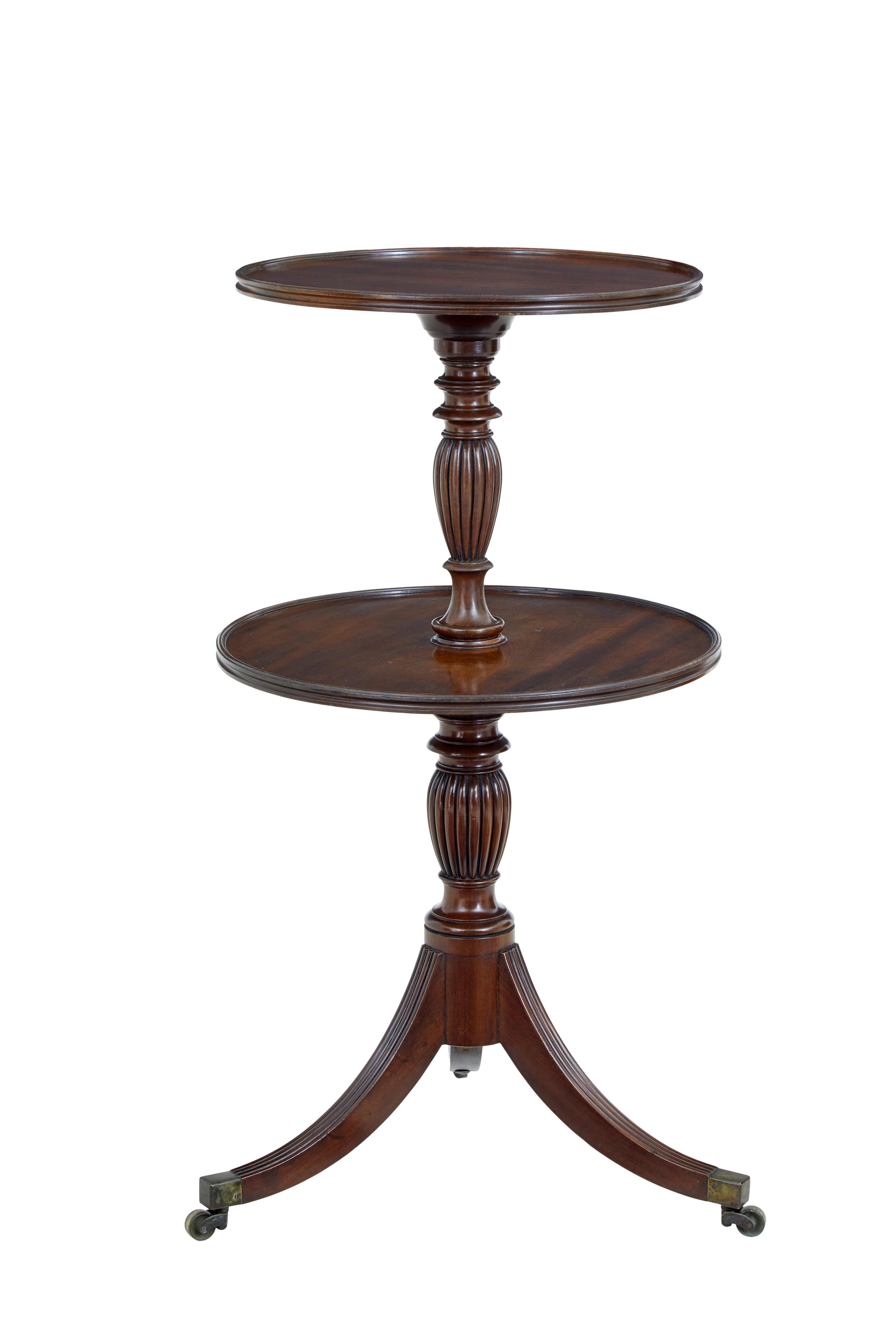19th Century 19th century William IV mahogany 2 tier circular serving table For Sale