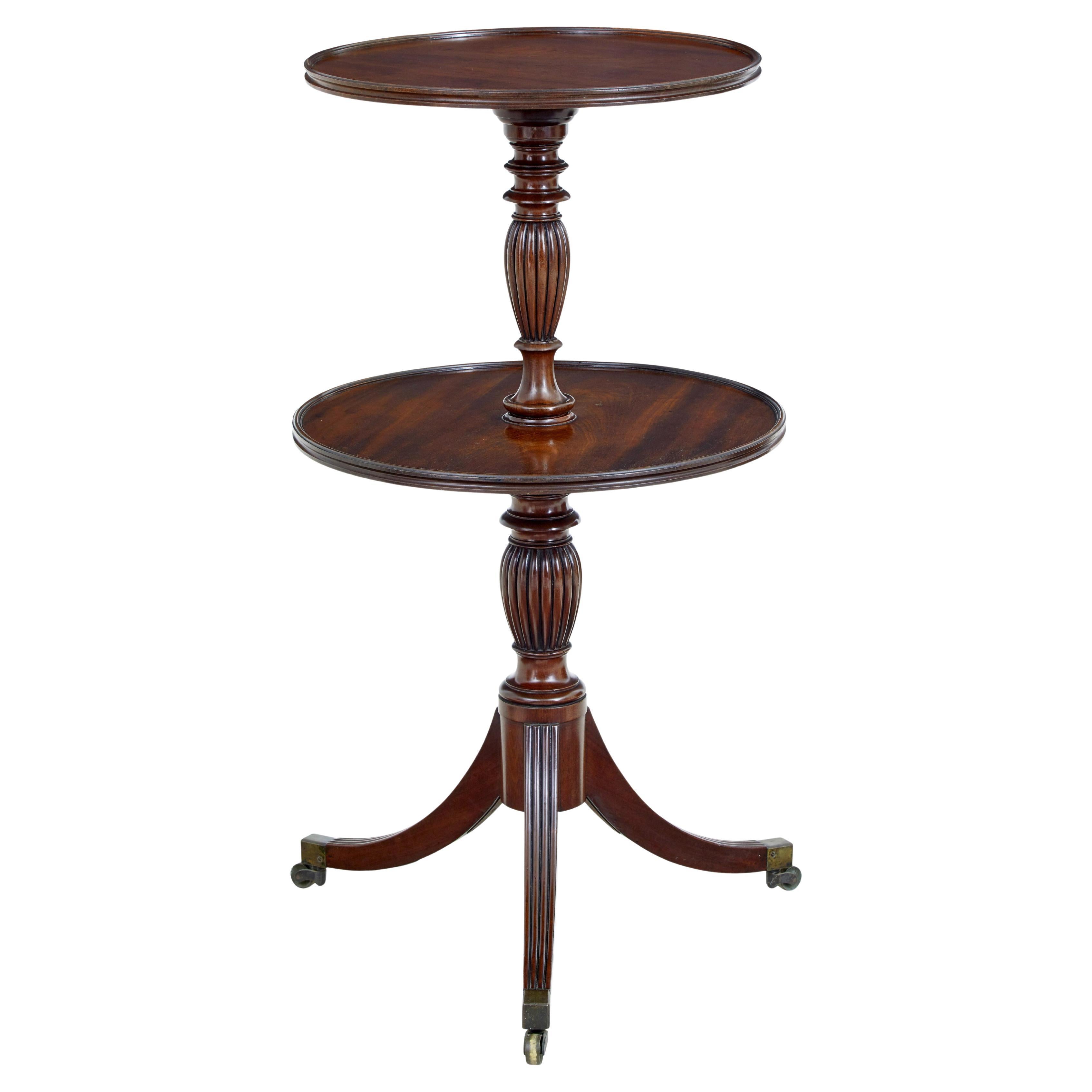 Table de service circulaire à deux niveaux en acajou William IV du 19e siècle