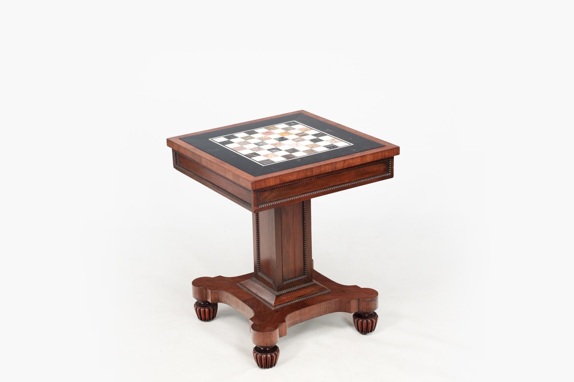 English 19th Century William IV Mahogany Chess Table With Speciman Marble Top For Sale