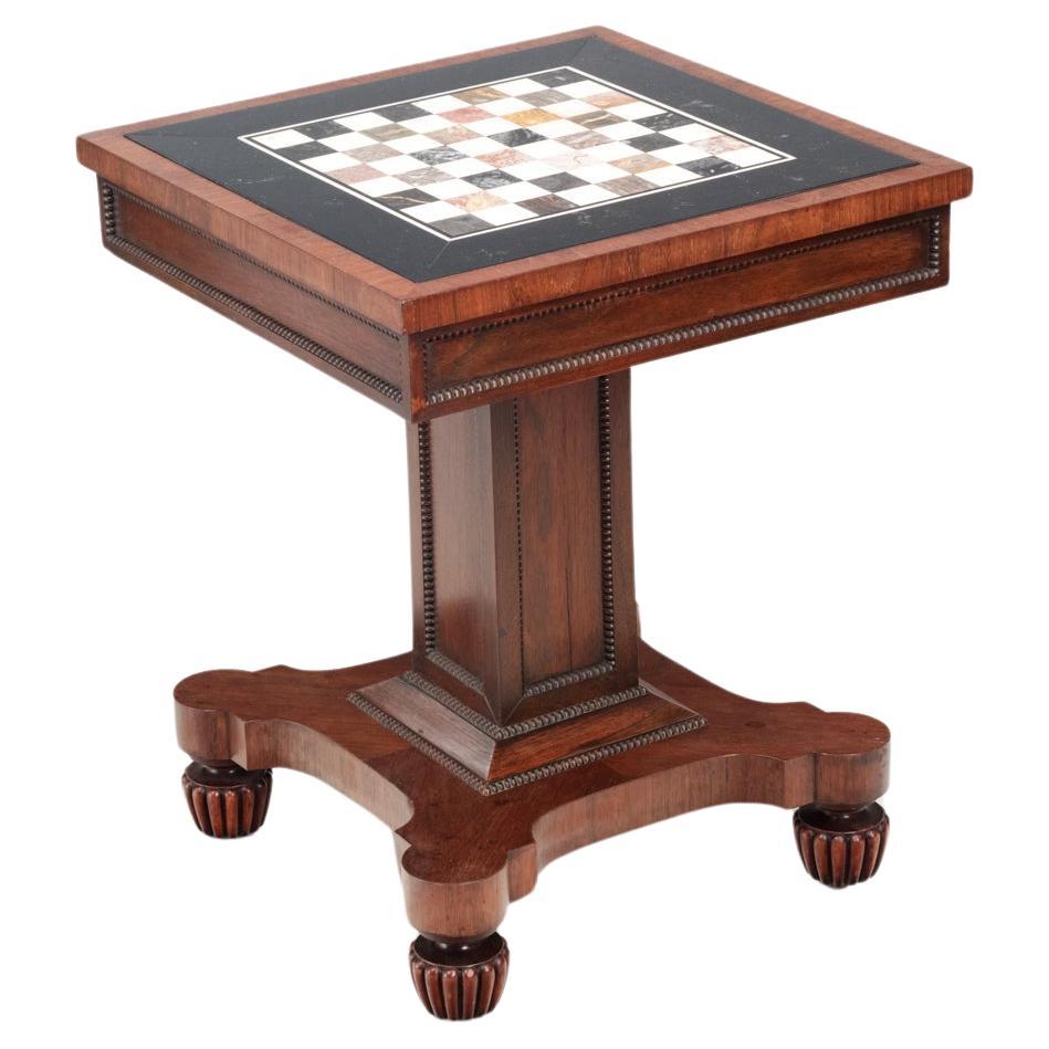 19th Century William IV Mahogany Chess Table With Speciman Marble Top For Sale