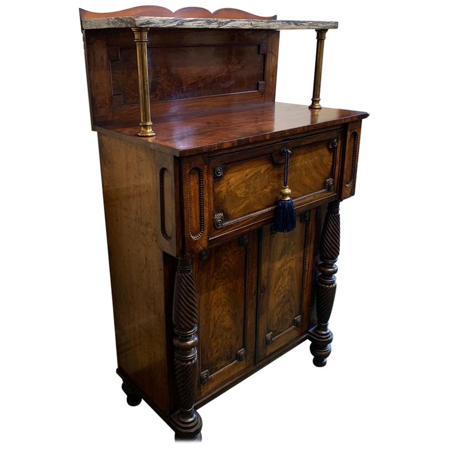 19th Century William IV Mahogany Chiffonier with Two Hidden Drawer Slides