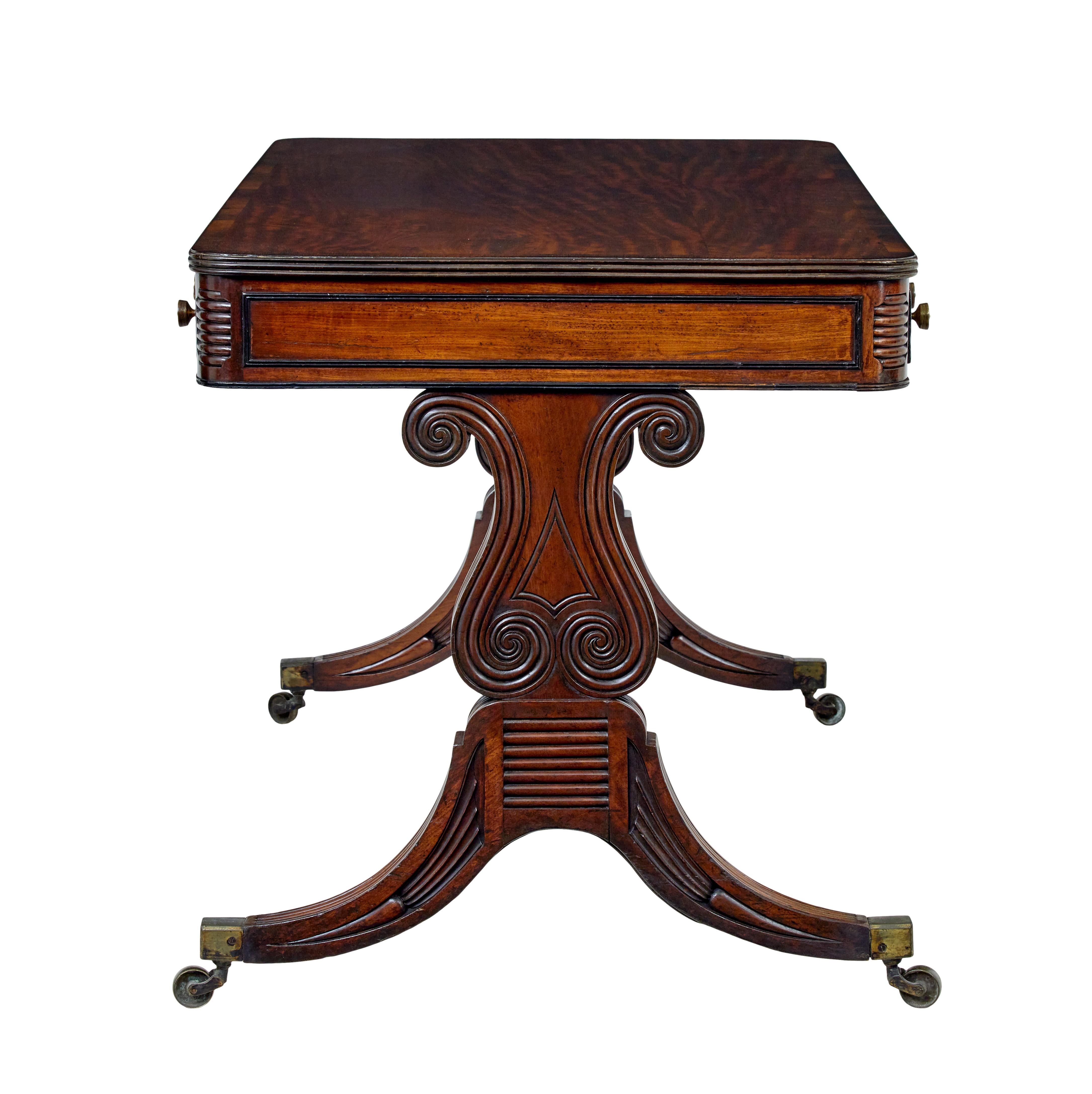 Carved 19th century William IV mahogany library desk For Sale
