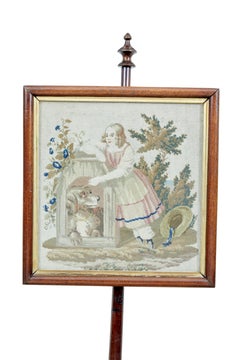 19th century William IV mahogany pole screen