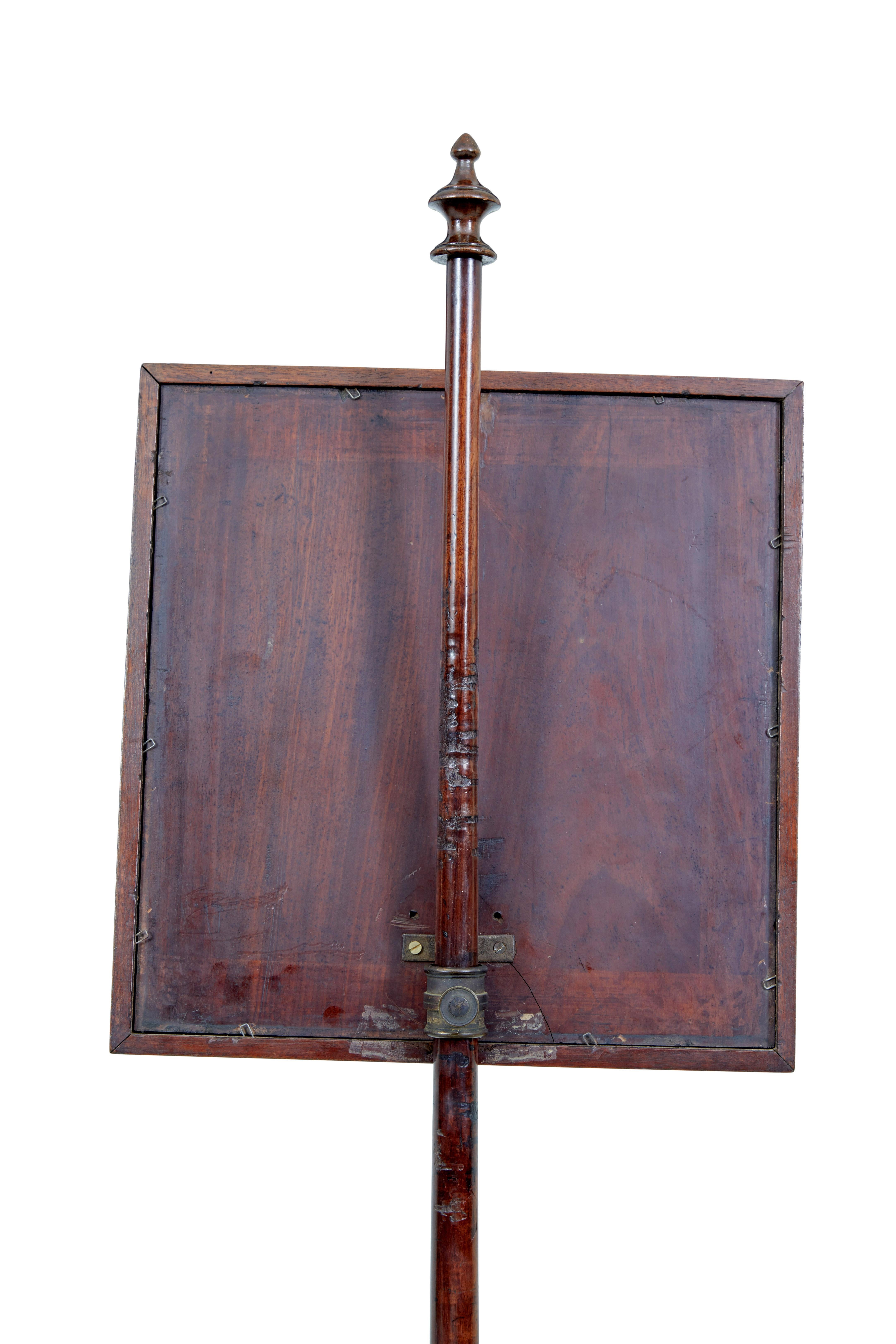 English 19th century William IV mahogany pole screen For Sale