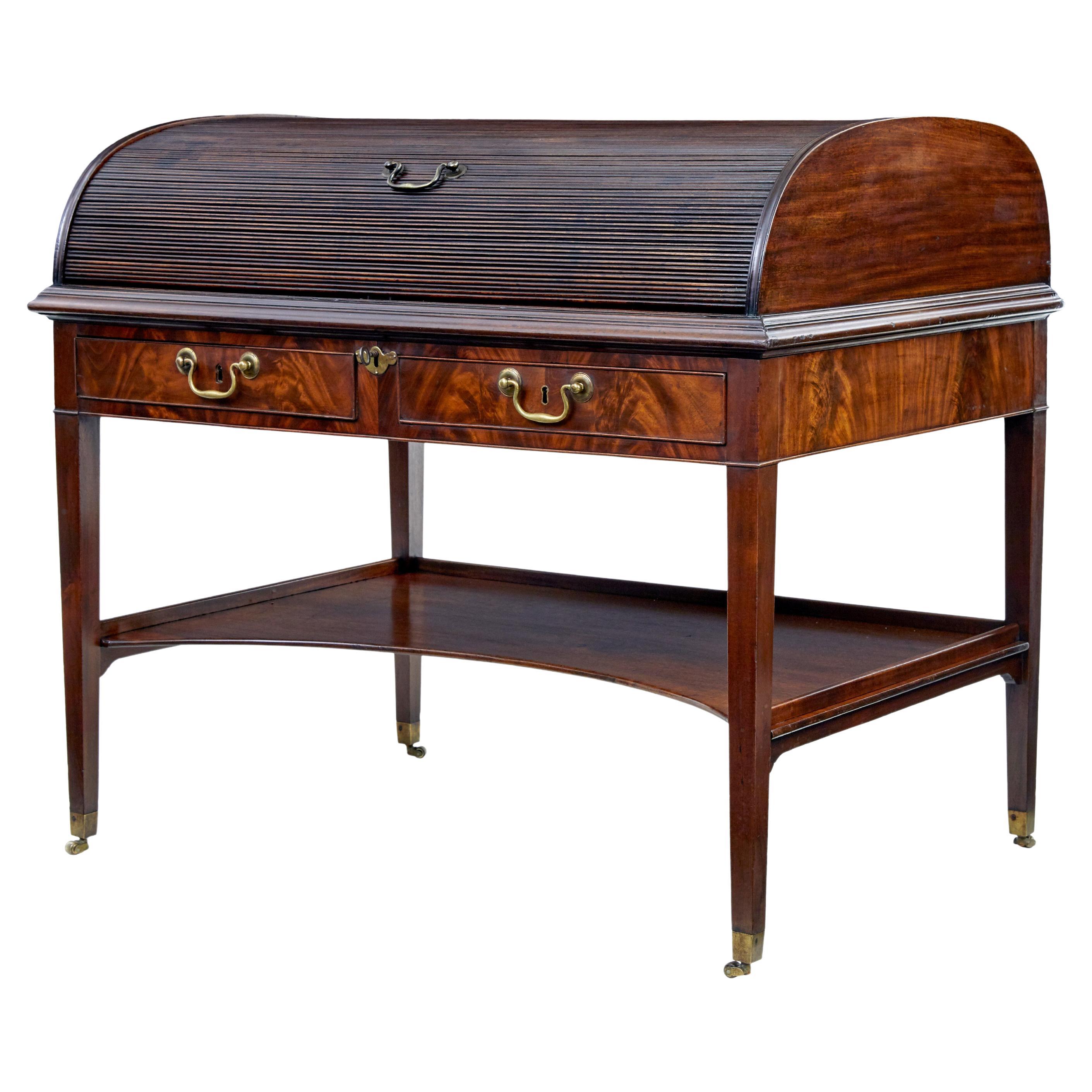 19th century William IV mahogany roll top writing desk For Sale