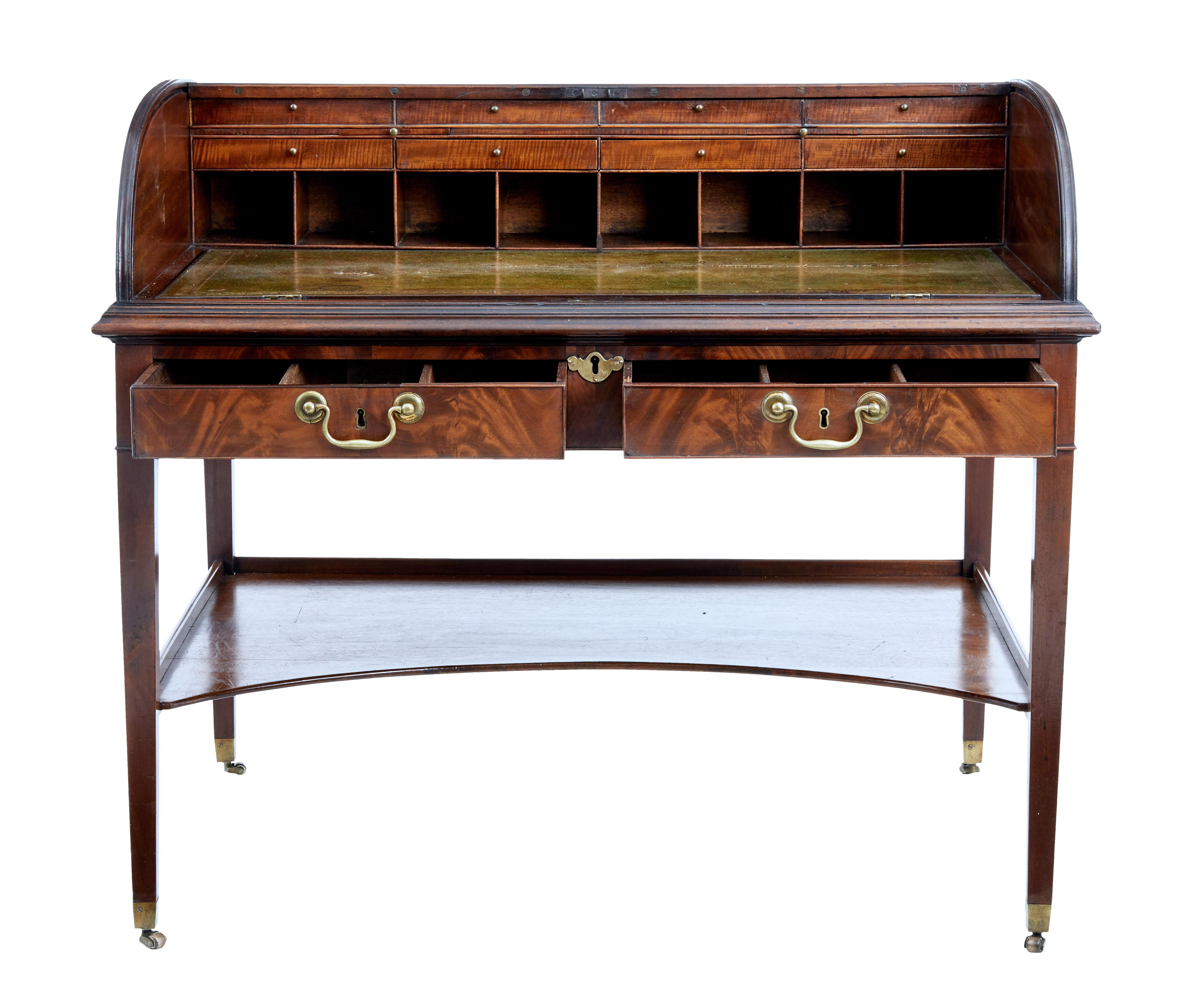 Georgian 19th Century William IV Mahogany Rolltop Writing Desk