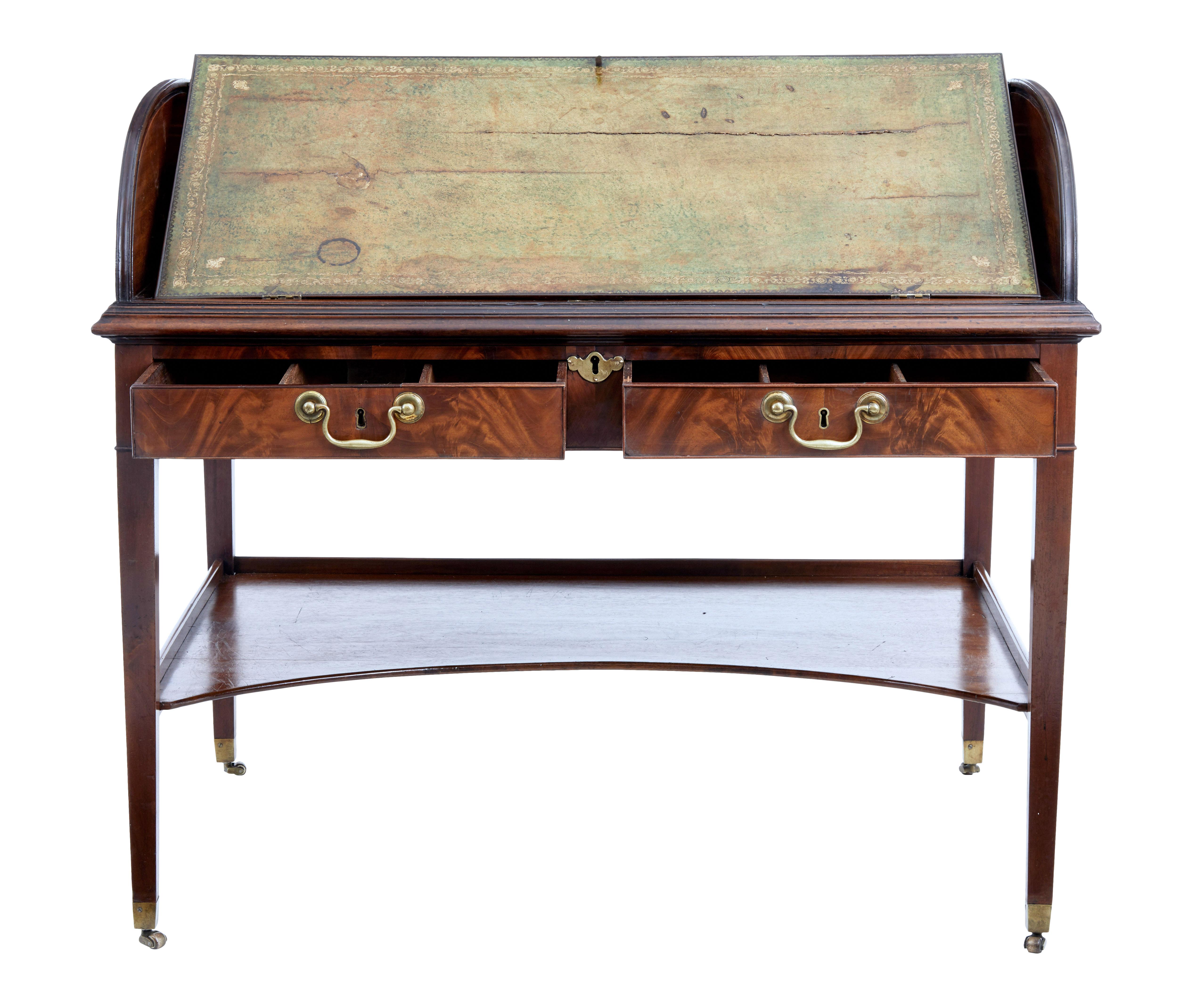 English 19th Century William IV Mahogany Rolltop Writing Desk