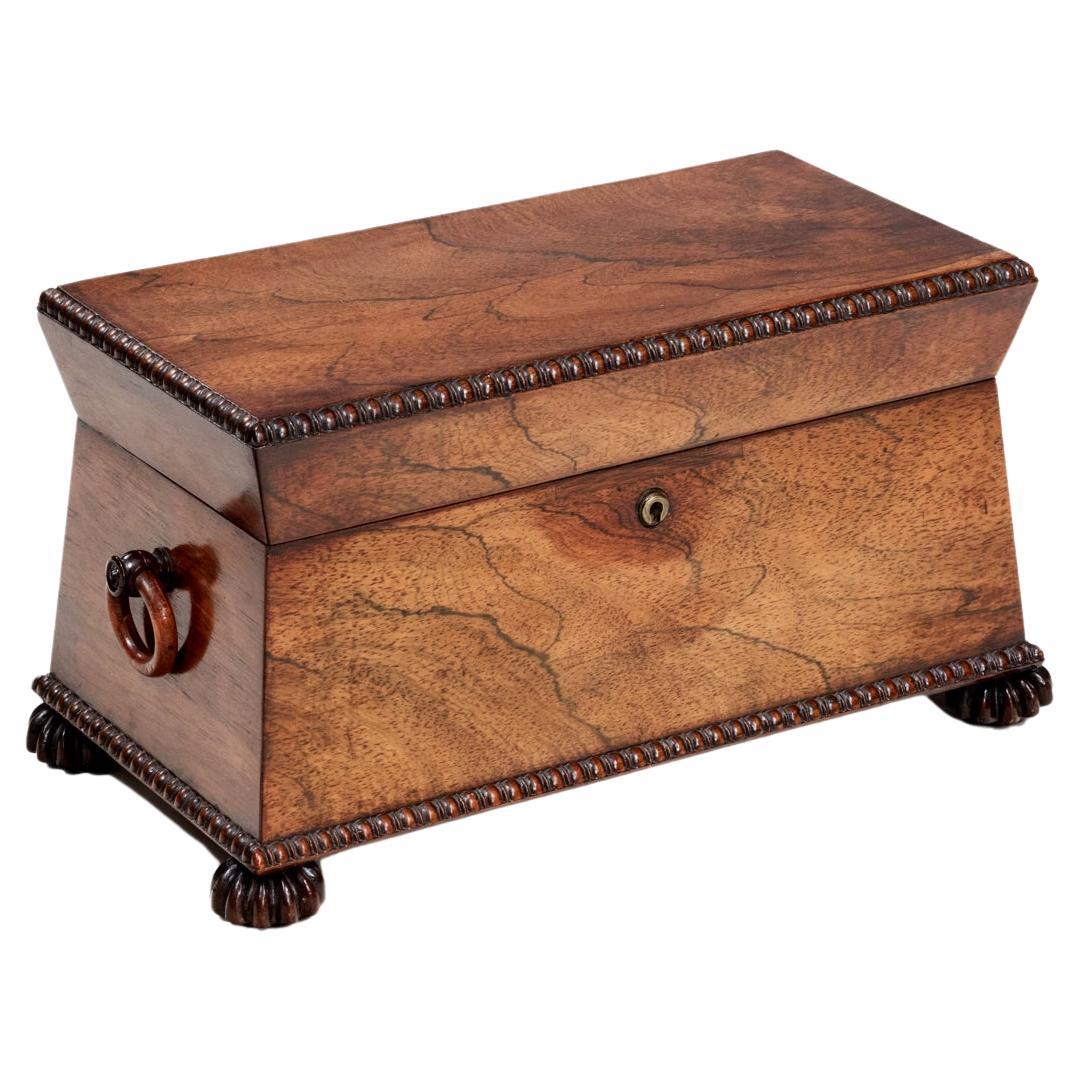 19th Century William IV Mahogany Tea Caddy For Sale