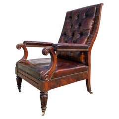 19th Century William IV Period Leather Library Armchair