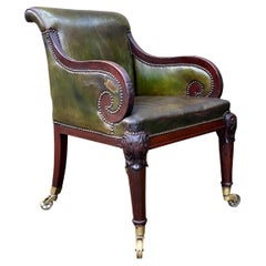 19th Century William IV Period Leather Library Armchair