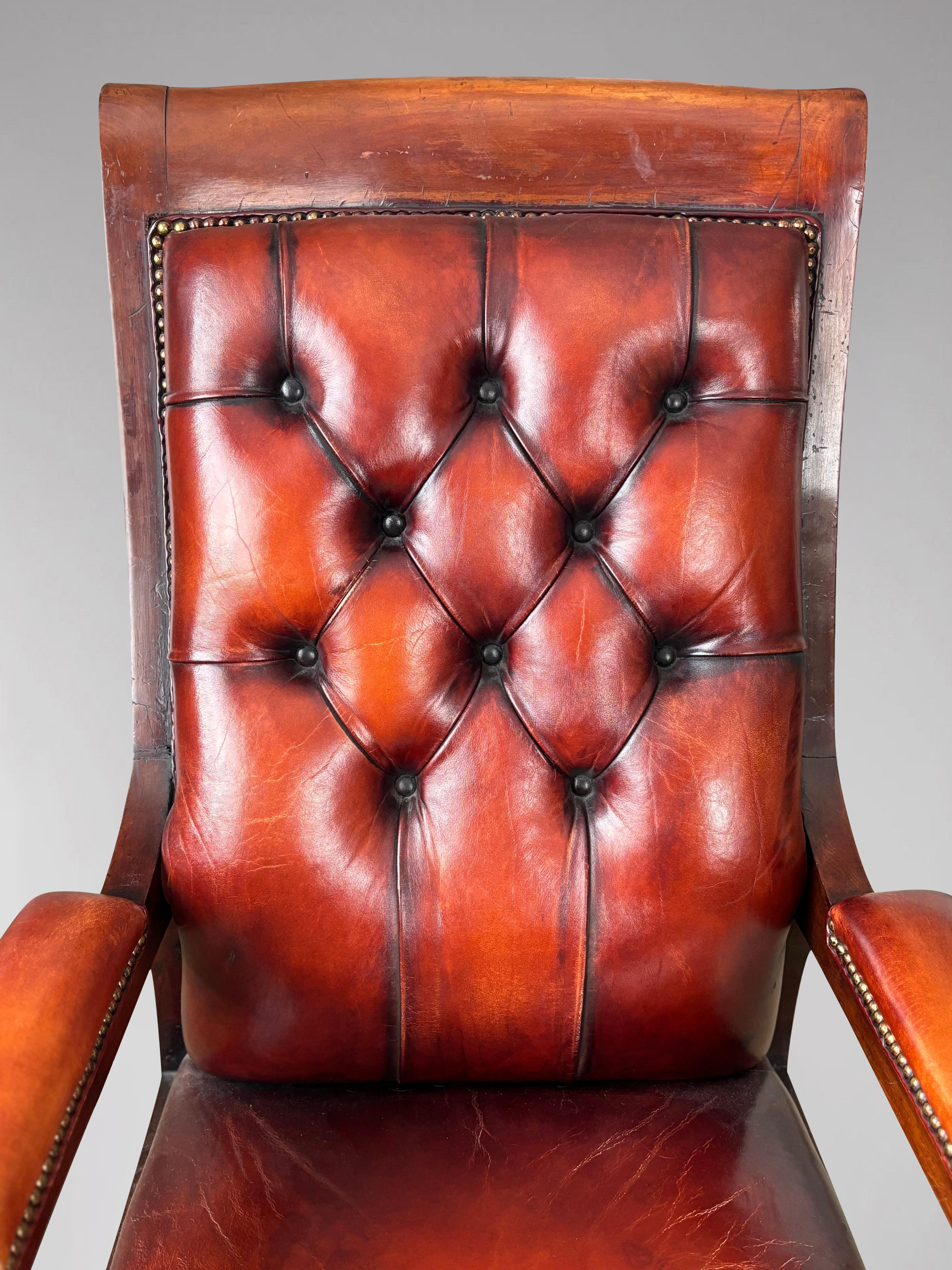 Fauteuil de bibliothèque en acajou et cuir de la période William IV du 19e siècle, vers 1835 en vente 3