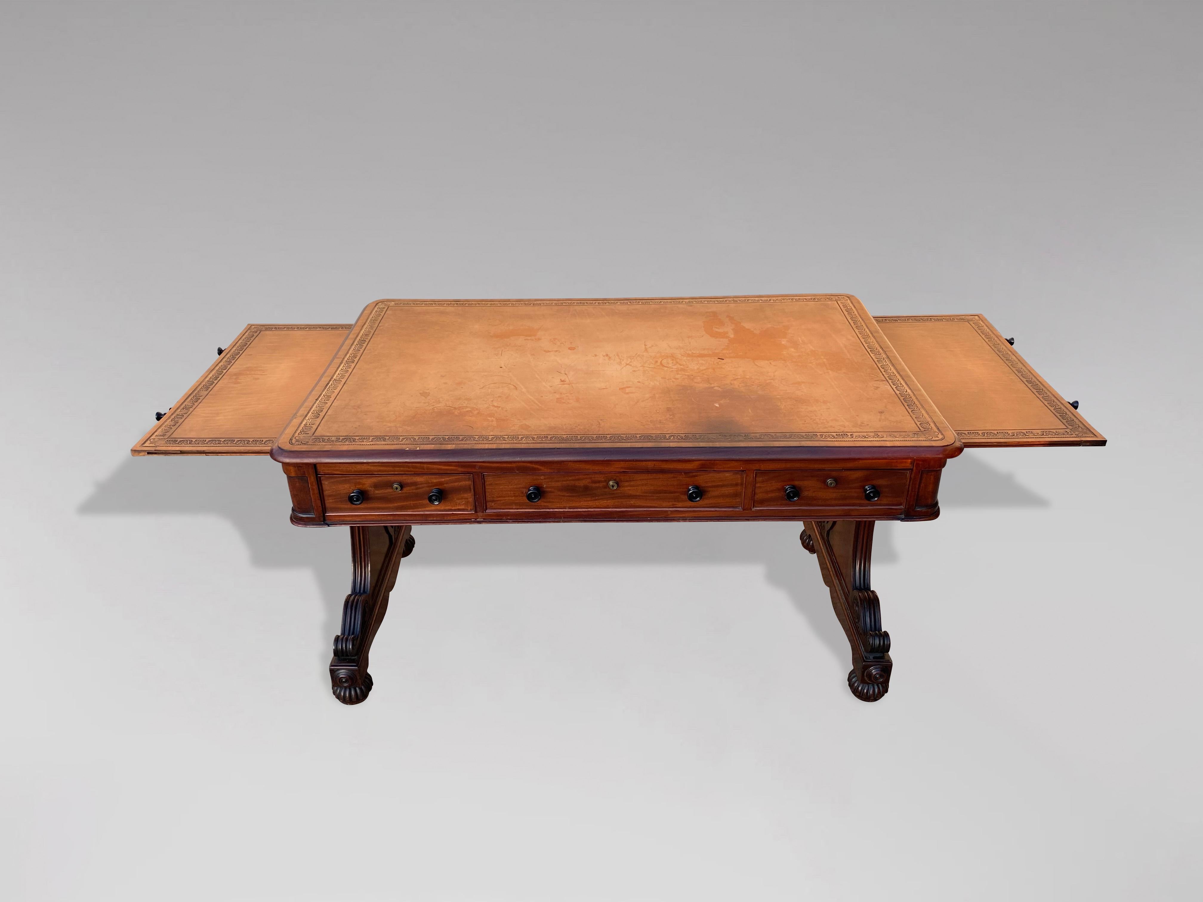 British 19th Century William IV Period Mahogany Partners Writing Table