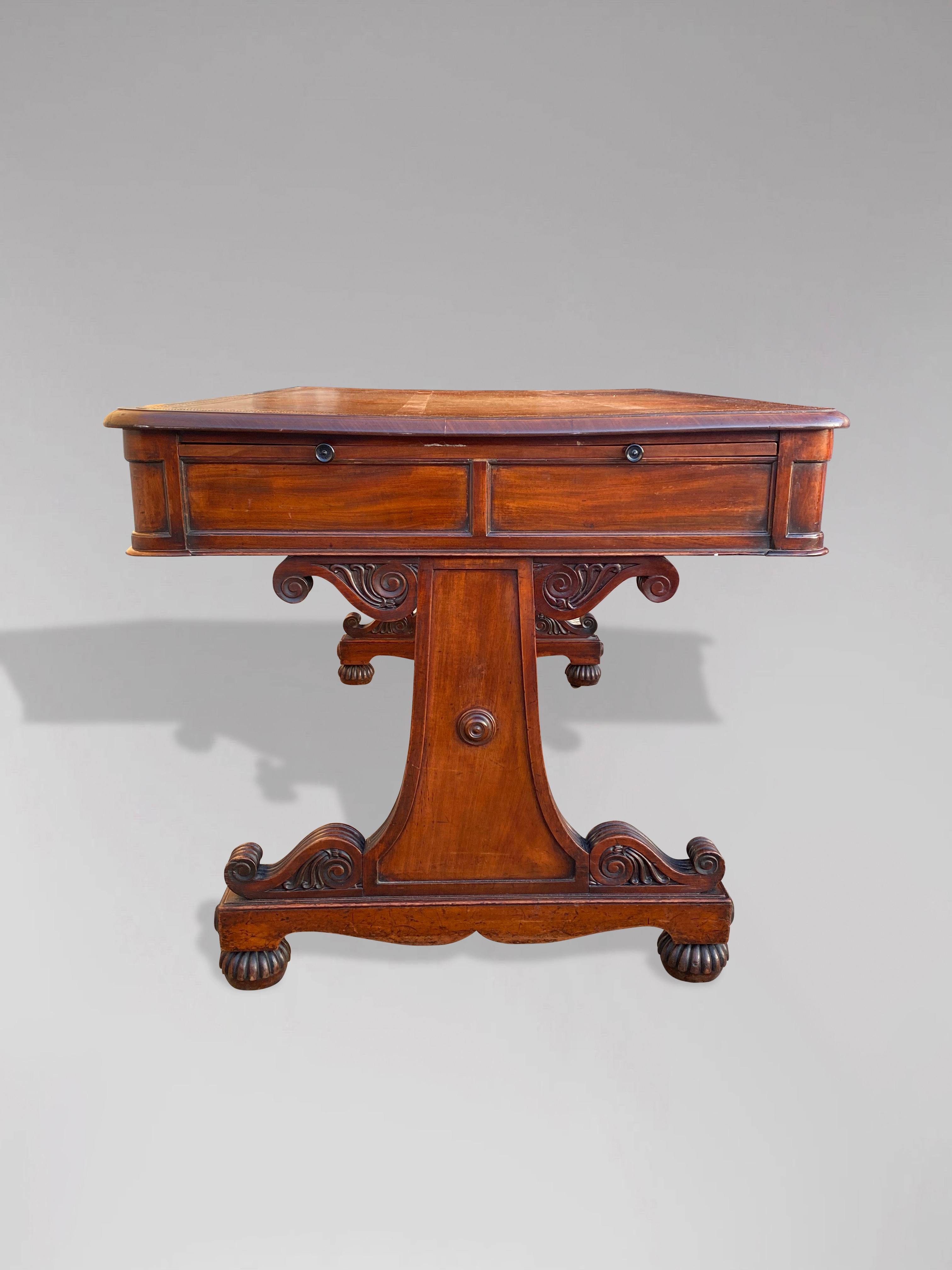 Leather 19th Century William IV Period Mahogany Partners Writing Table