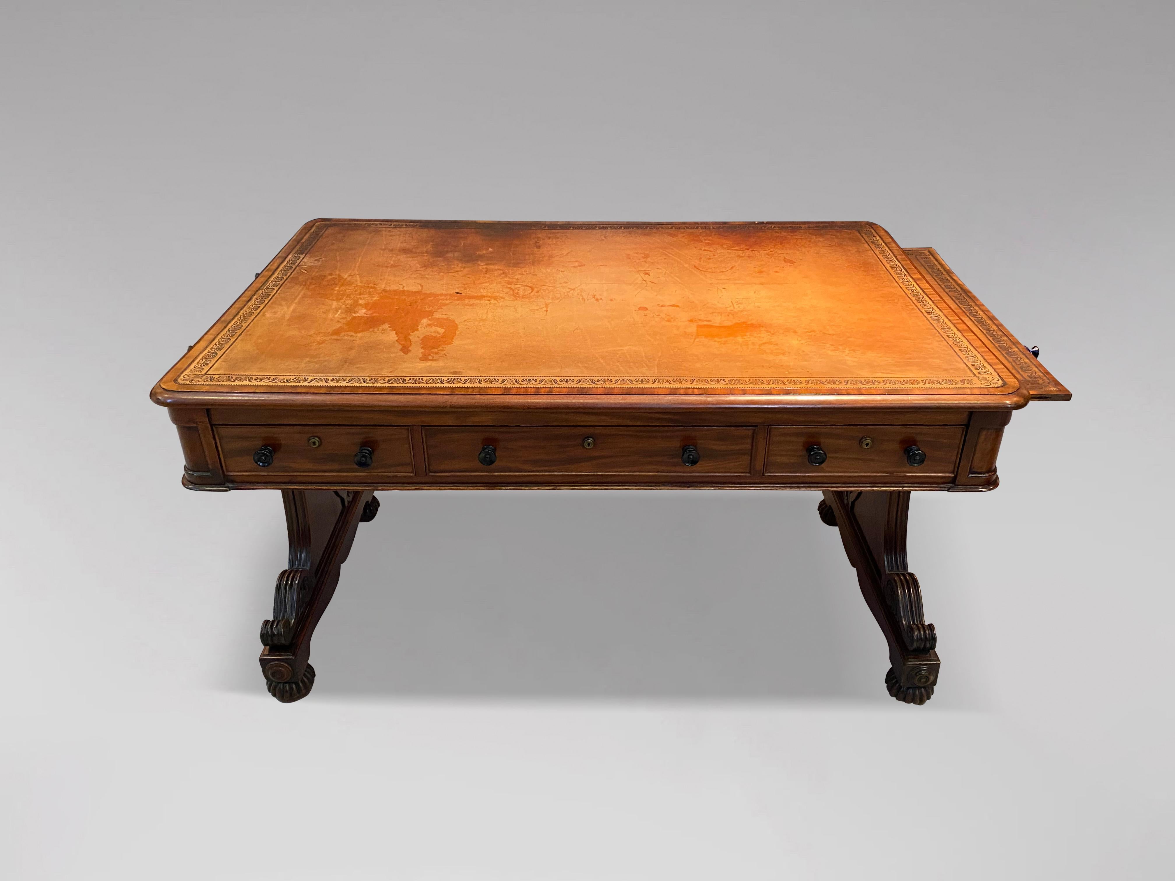 19th Century William IV Period Mahogany Partners Writing Table 1