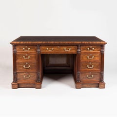 19th Century William IV Period Mahogany Pedestal Desk with Leather Top
