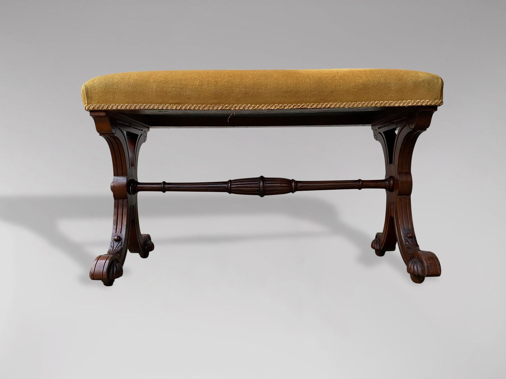 Upholstery 19th Century William IV Period Mahogany Stool