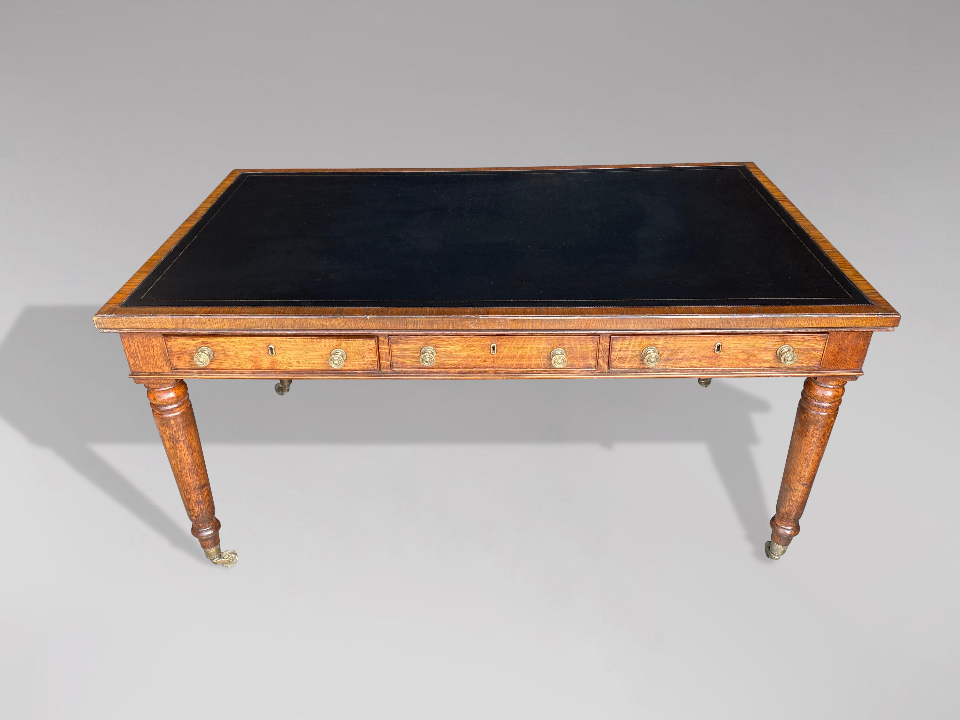 19th Century William IV Period Oak Partners Writing Table Desk 2