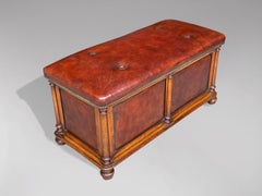 19th Century, William IV Period Walnut and Leather Ottoman