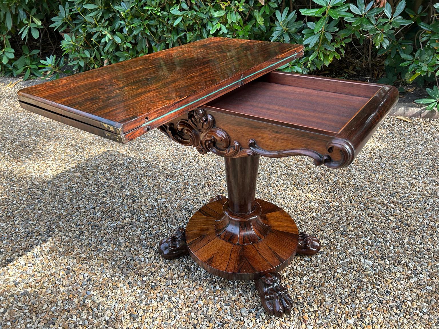 19th Century William IV Rosewood Card Table 6
