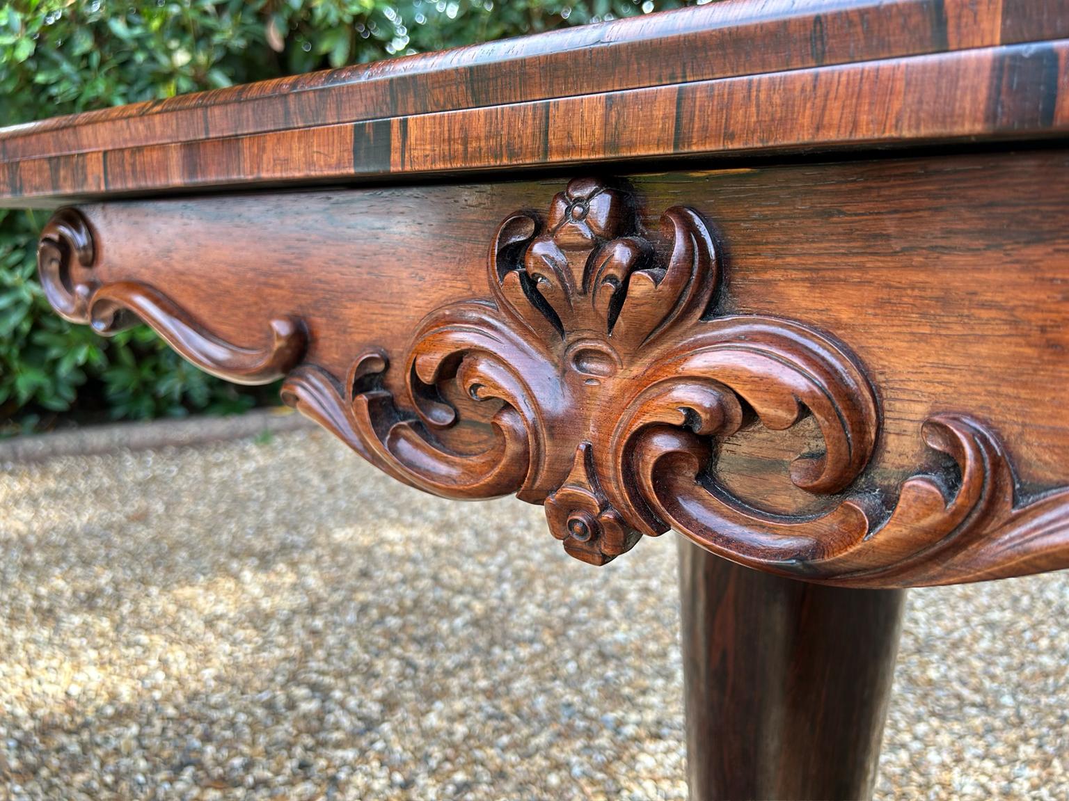 19th Century William IV Rosewood Card Table 8