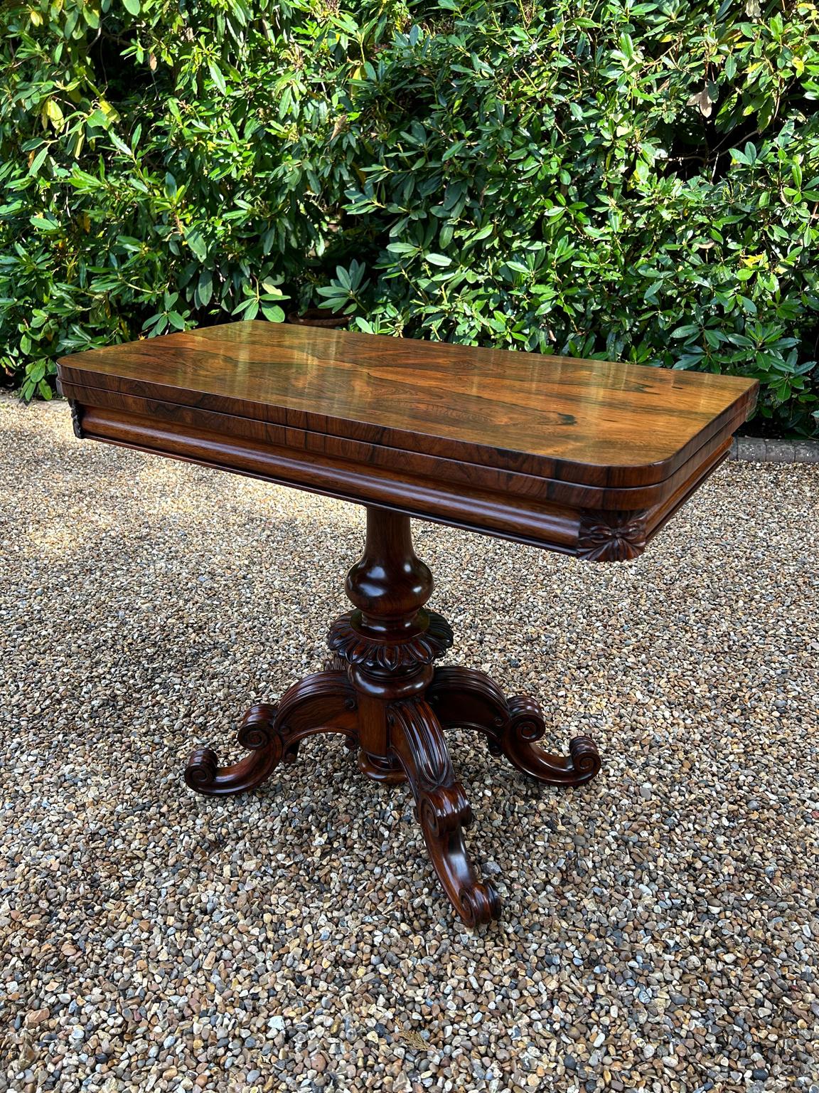 Hand-Crafted 19th Century William IV Rosewood Card Table