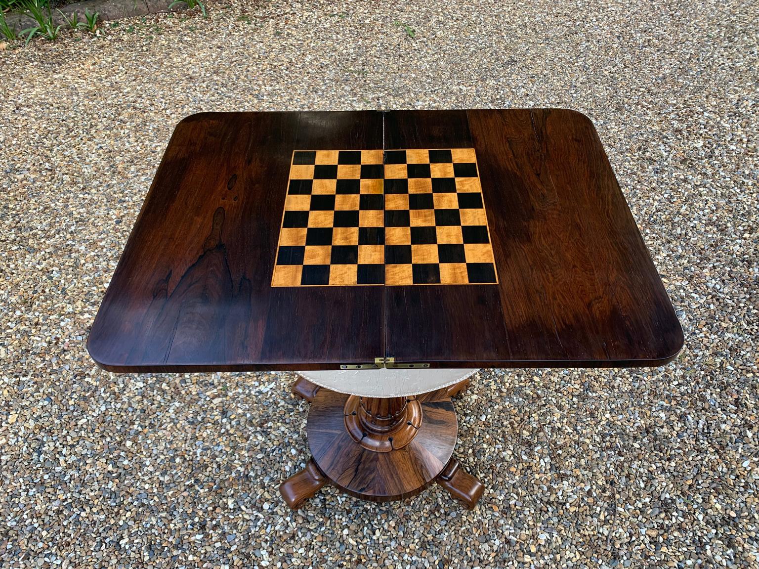 19th Century William IV Rosewood Fold-Over Chess Table 5