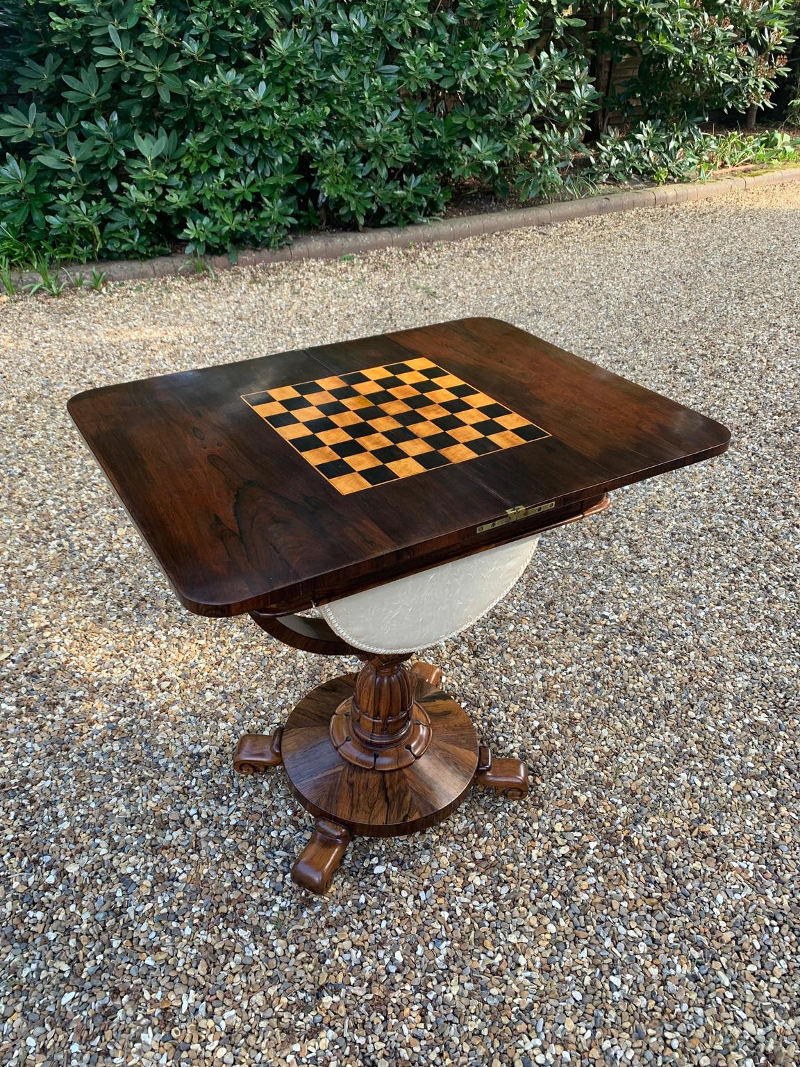 19th Century William IV Rosewood Fold-Over Chess Table 3