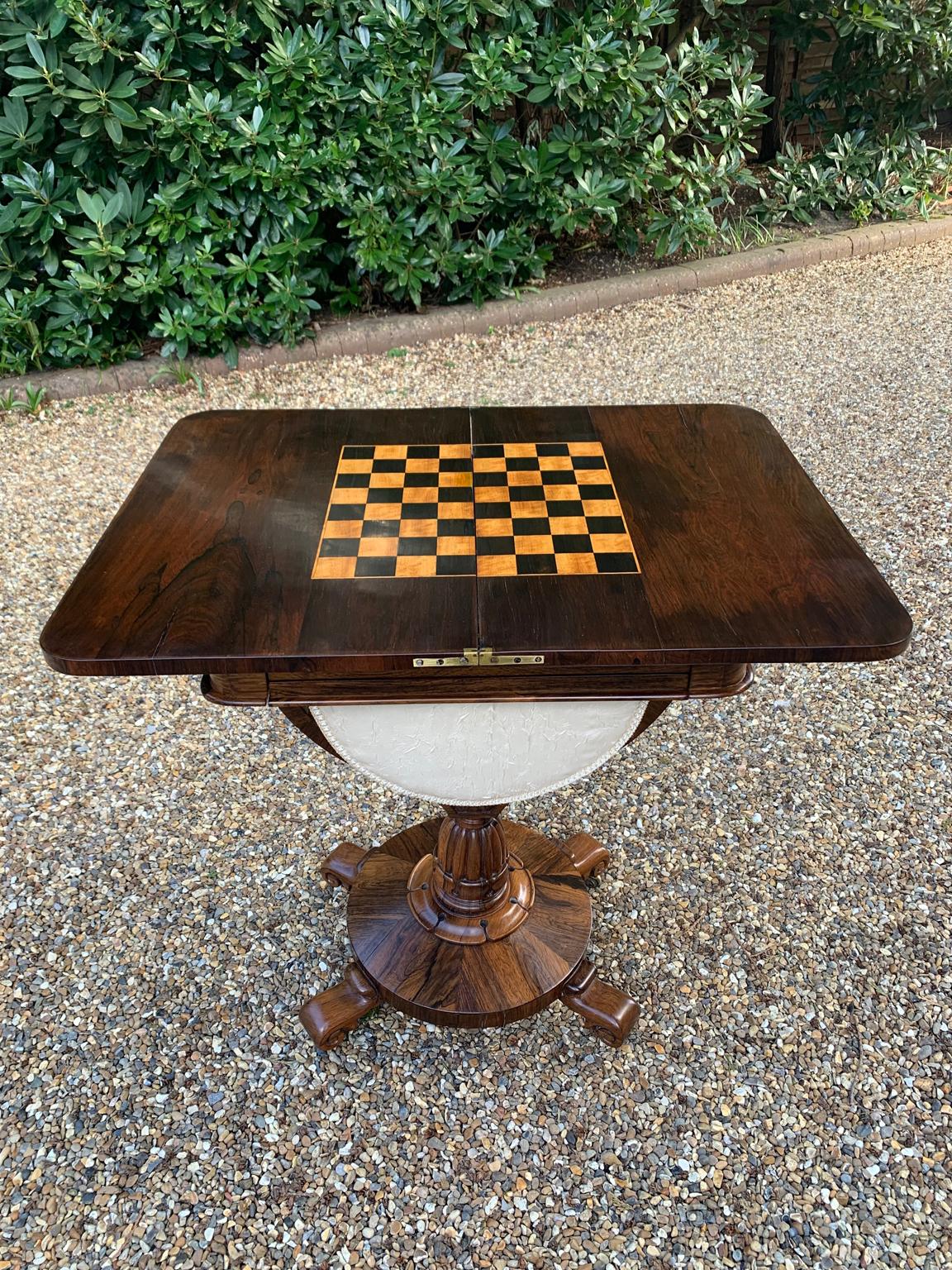 19th Century William IV Rosewood Fold-Over Chess Table 4